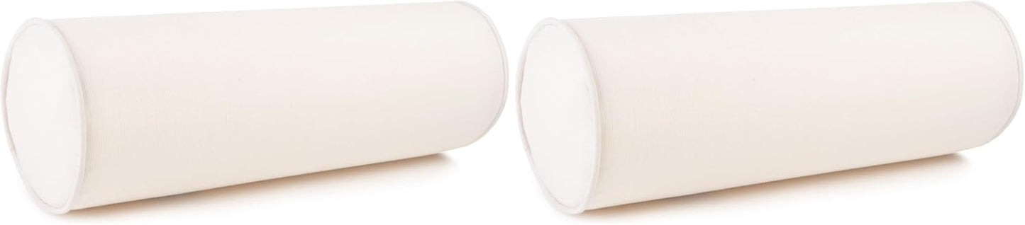Austin Horn Classics Sunbrella Set of 2 Zippered Neck Bolster Pillow, Made with Sunbrella Fabric, Cylinder Pillows, for Couch & Bed, Decorative Round Throw Pillow, Back & Neck Support (Mist)