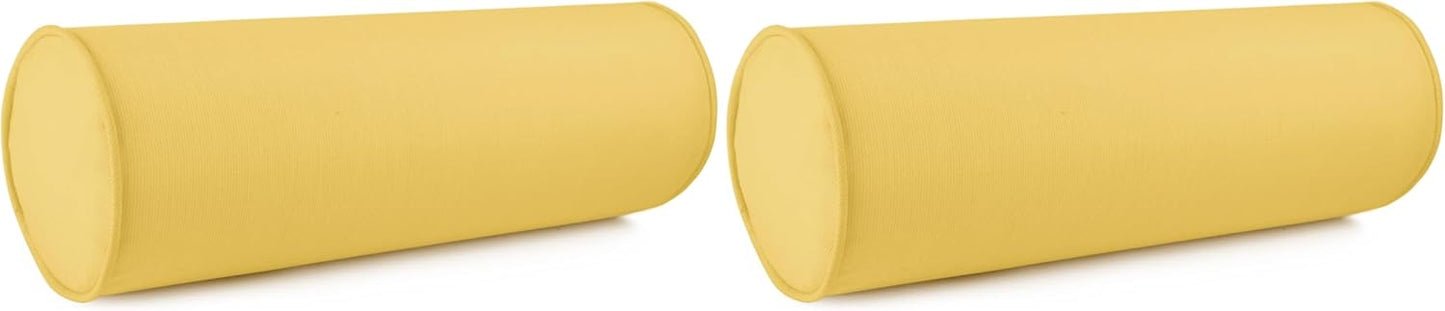Austin Horn Classics Sunbrella Set of 2 Zippered Neck Bolster Pillow, Made with Sunbrella Fabric, Cylinder Pillows, for Couch & Bed, Decorative Round Throw Pillow, Back & Neck Support (Mist)