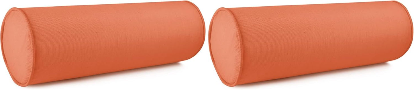 Austin Horn Classics Sunbrella Set of 2 Zippered Neck Bolster Pillow, Made with Sunbrella Fabric, Cylinder Pillows, for Couch & Bed, Decorative Round Throw Pillow, Back & Neck Support (Mist)