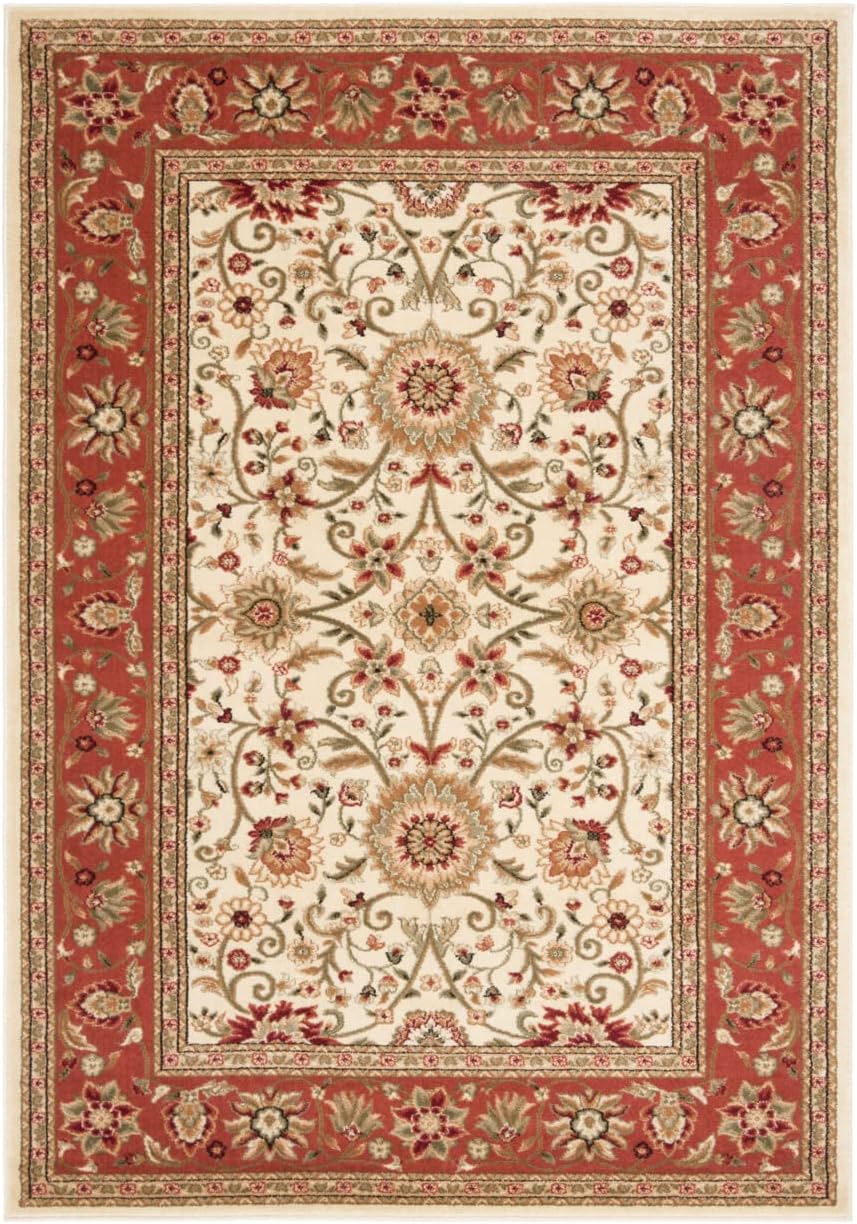 SAFAVIEH Lyndhurst Collection Area Rug - 9' x 12', Ivory & Rust, Traditional Oriental Design, Non-Shedding & Easy Care, Ideal for High Traffic Areas in Living Room, Bedroom (LNH212R)