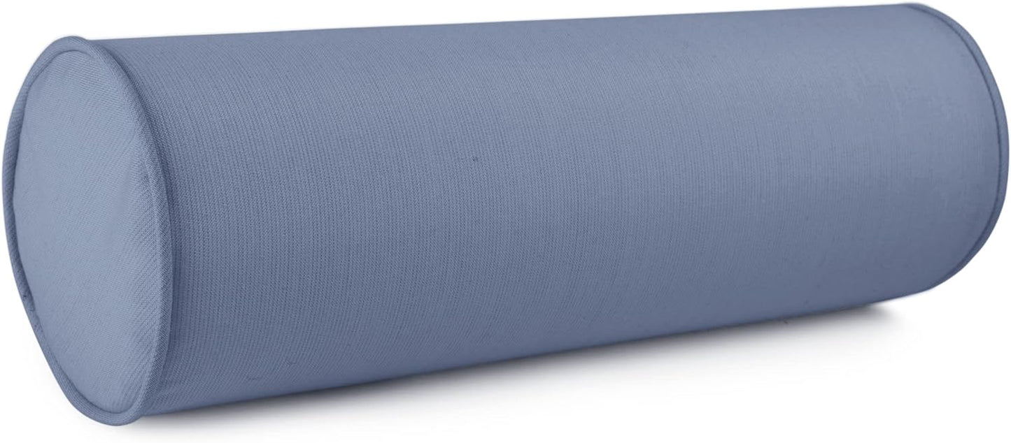 Austin Horn Classics Sunbrella Set of 2 Zippered Neck Bolster Pillow, Made with Sunbrella Fabric, Cylinder Pillows, for Couch & Bed, Decorative Round Throw Pillow, Back & Neck Support (Mist)