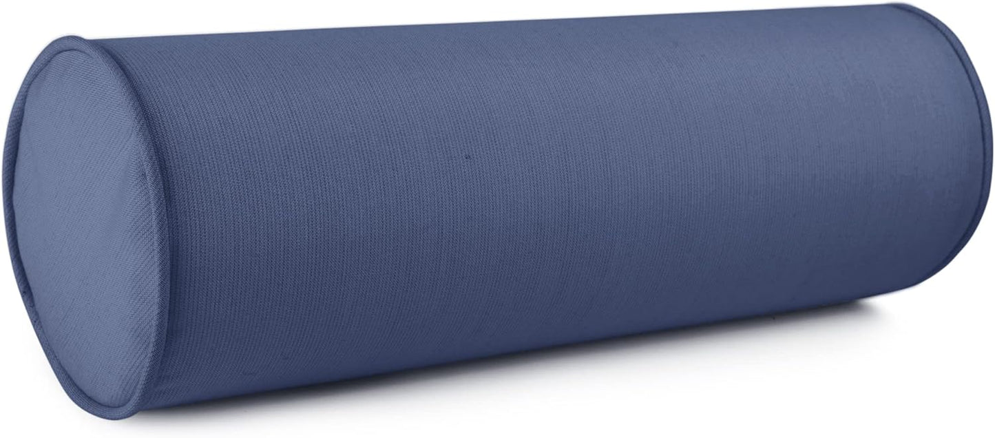Austin Horn Classics Sunbrella Set of 2 Zippered Neck Bolster Pillow, Made with Sunbrella Fabric, Cylinder Pillows, for Couch & Bed, Decorative Round Throw Pillow, Back & Neck Support (Mist)