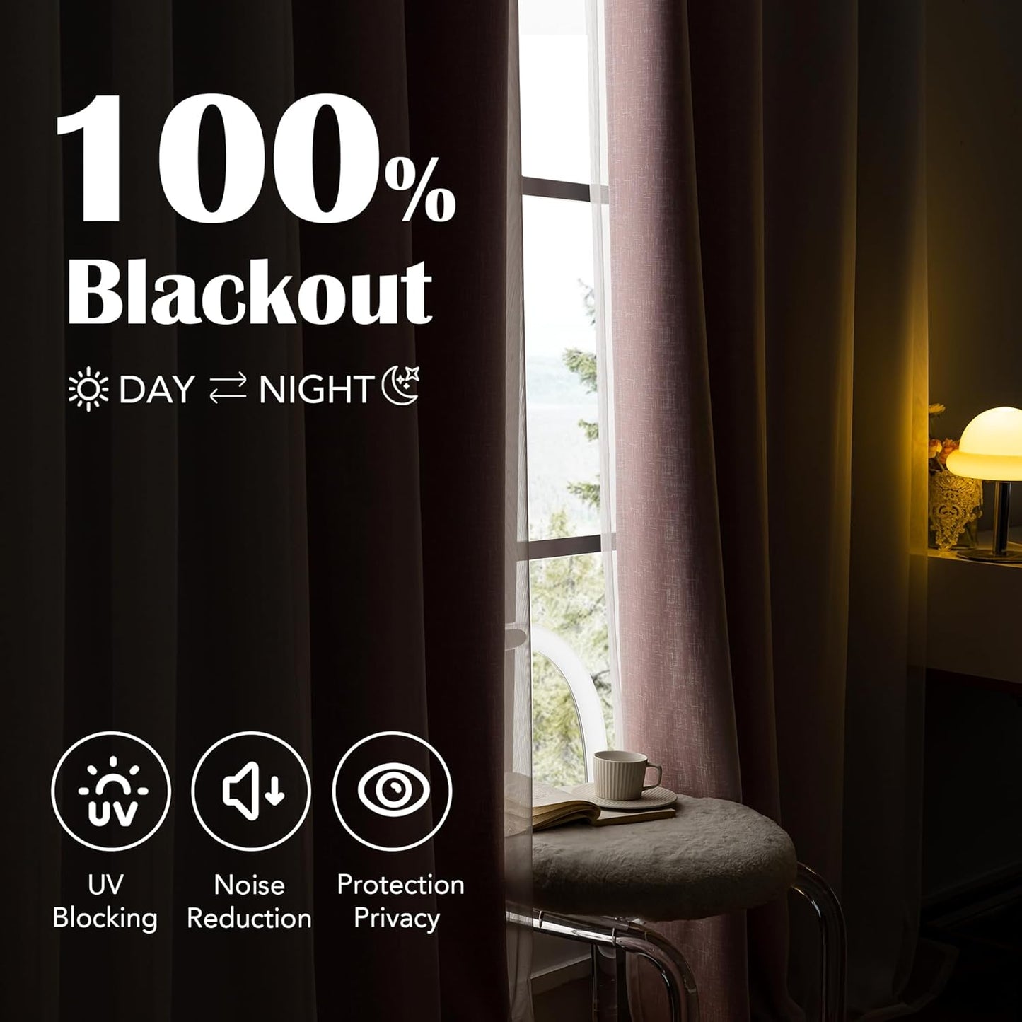 100% Blackout Curtains with Sheer Overlay Mix and Match Double Layer Drapes 84 Inch Long 2 Panels for Bedroom Living Room Pink White Ombre Grommet Window Treatment with Tiebacks