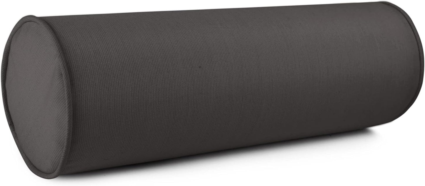 Austin Horn Classics Sunbrella Set of 2 Zippered Neck Bolster Pillow, Made with Sunbrella Fabric, Cylinder Pillows, for Couch & Bed, Decorative Round Throw Pillow, Back & Neck Support (Mist)