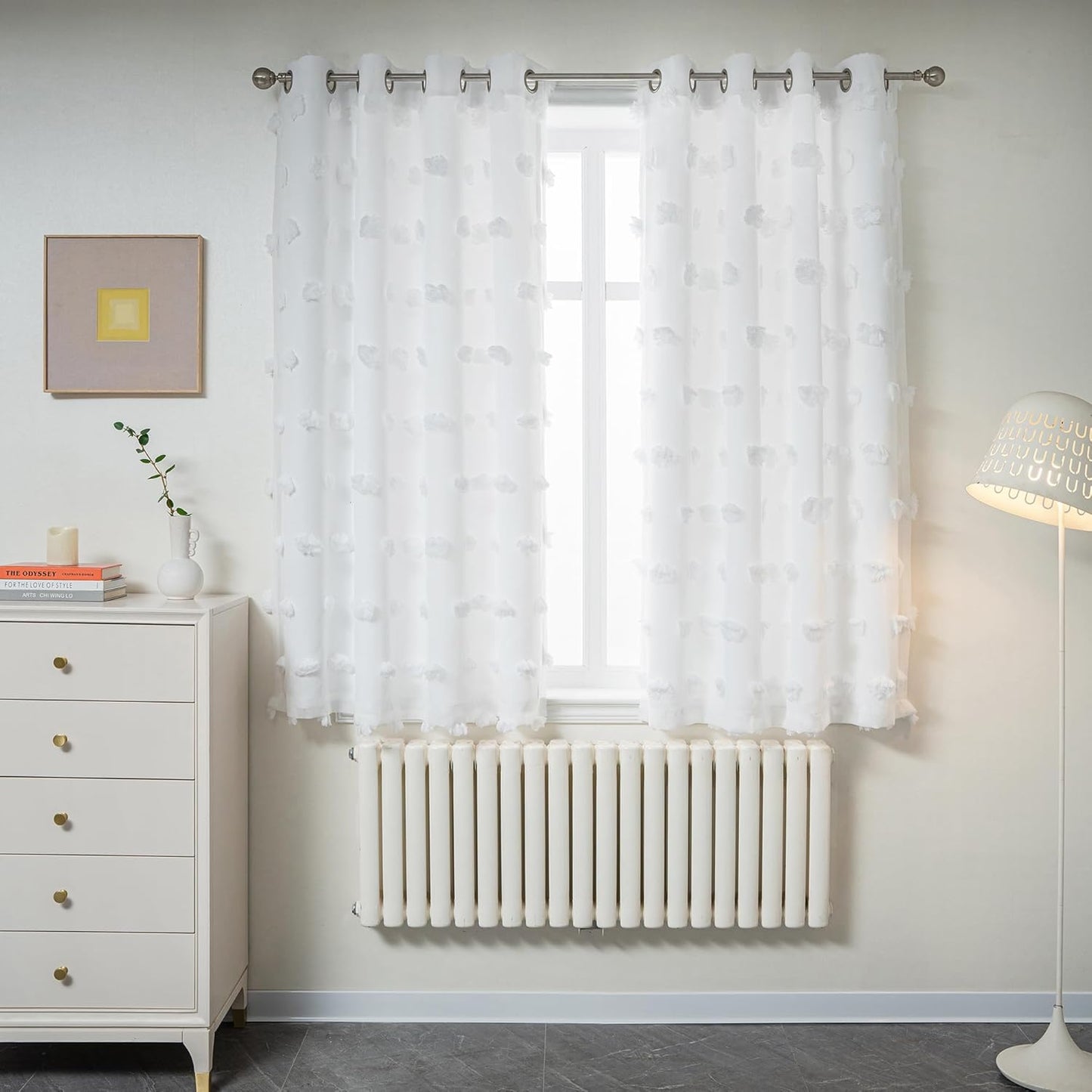 MYSKY HOME Pink Curtains for Girls Bedroom 84 Inches Long Blackout Nursery Curtains Double Layer Pom Pom Sheer Overlay Kids Toddler Room Decor Grommet Privacy Room Darkening Window Drapes 52 x 84 Inch