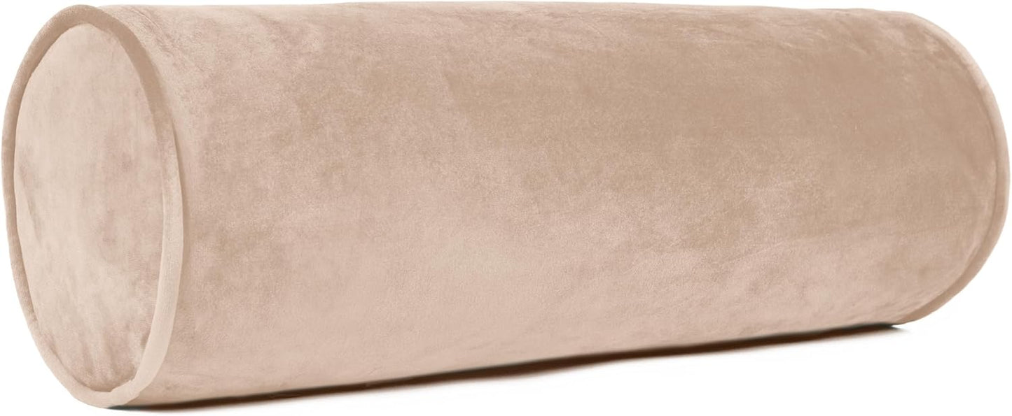 Sherry Kline Velvet Bolster Pillow, Decorative Throw Pillow, (Set of 2), Taupe
