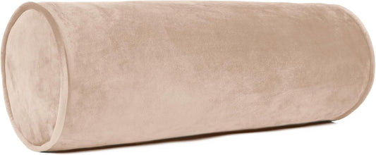 Sherry Kline Velvet Bolster Pillow, Decorative Throw Pillow, (Set of 2), Taupe