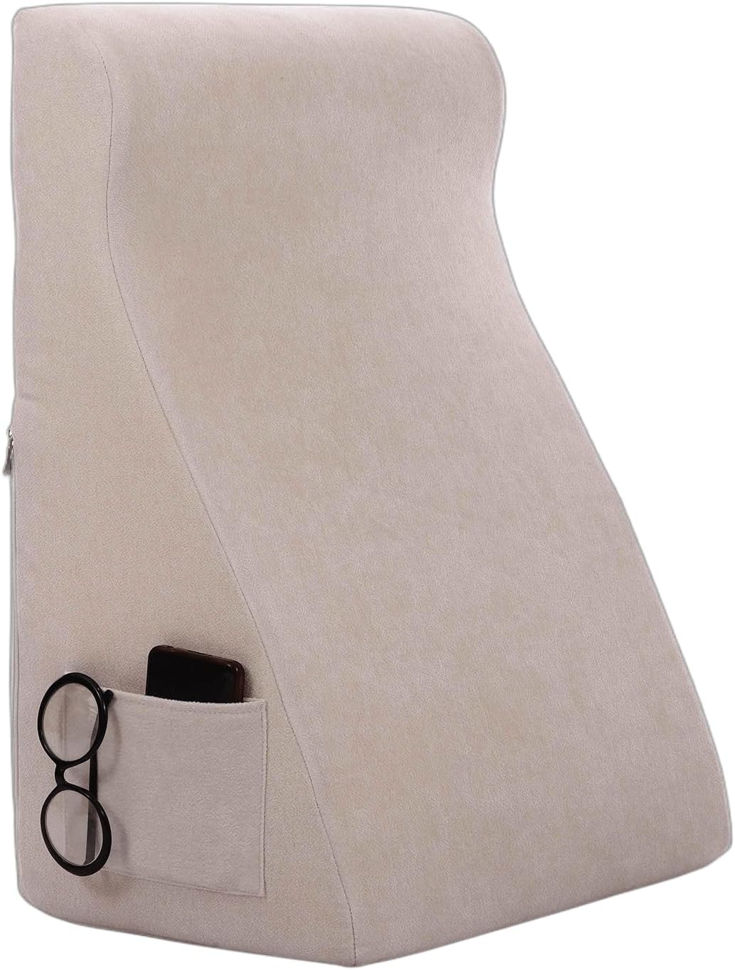 Bed Reading Pillow - Sofa Bed Wedge Pillow - Post-Op Recovery Backrest Pillow - Working Lumbar Support Reading Pillow with Removable Pillowcase Light Grey 27x20x12in