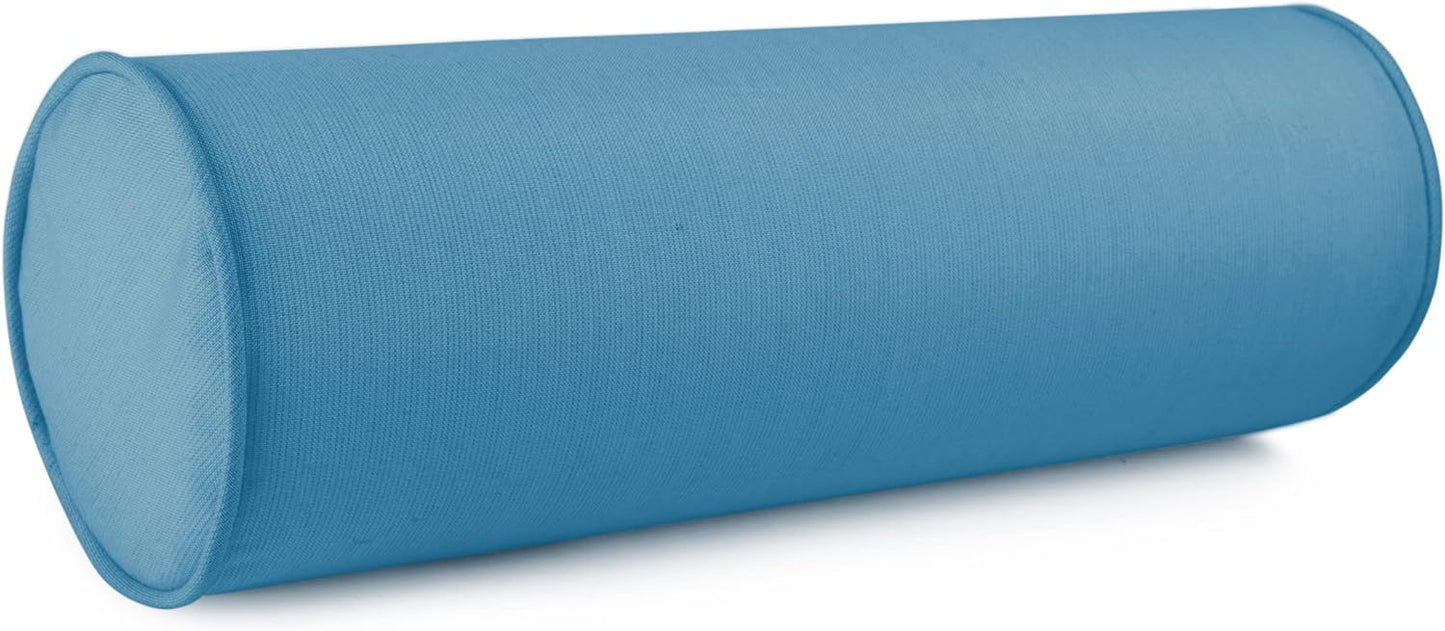 Austin Horn Classics Sunbrella Set of 2 Zippered Neck Bolster Pillow, Made with Sunbrella Fabric, Cylinder Pillows, for Couch & Bed, Decorative Round Throw Pillow, Back & Neck Support (Mist)
