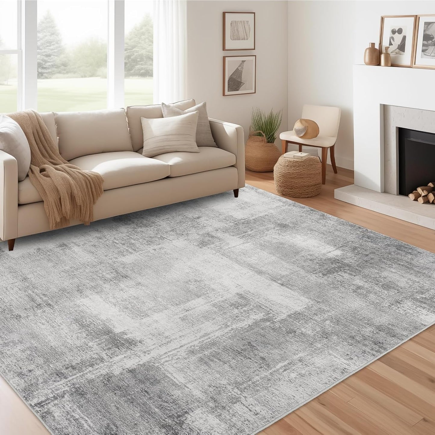 zesthome 8x10 Area Rugs for Living Room, Non-Slip Backing Washable Rug, Modern Abstract Area Rug, Stain Resistant Rugs for Bedroom, Ultra-Thin Large Area Rugs, Area Rug 8x10