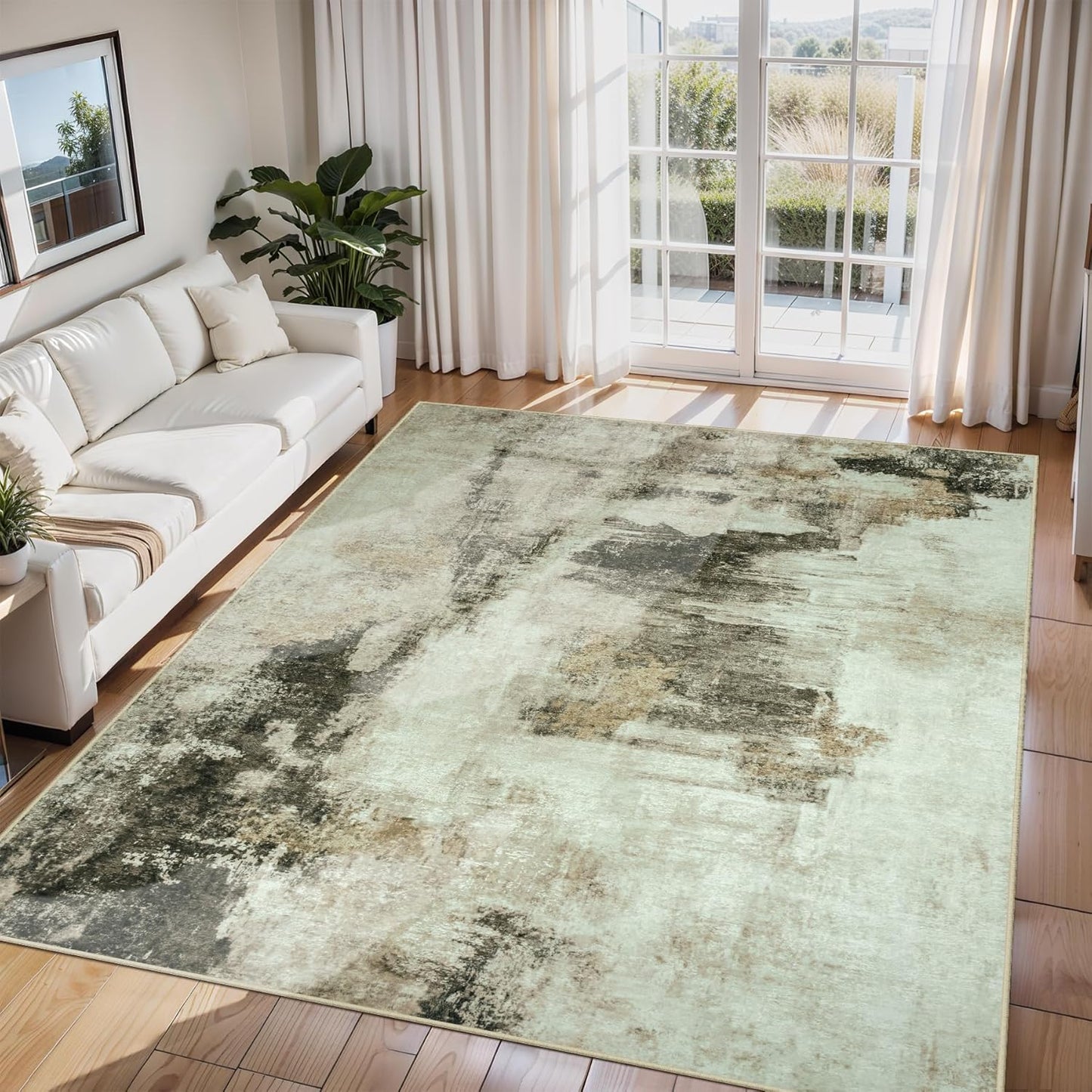 8x10 Area Rugs for Living Room Rug Washable: Abstract Large Rug for Dining Room Bedroom Carpet Non Slip 8 by 10 Indoor Modern Nursery Home Office Blue Grey