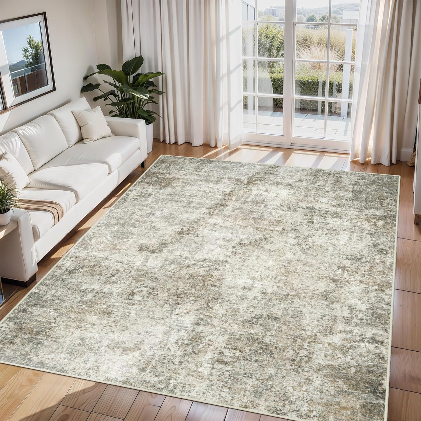 8x10 Area Rugs for Living Room Rug Washable: Abstract Large Rug for Dining Room Bedroom Carpet Non Slip 8 by 10 Indoor Modern Nursery Home Office Blue Grey