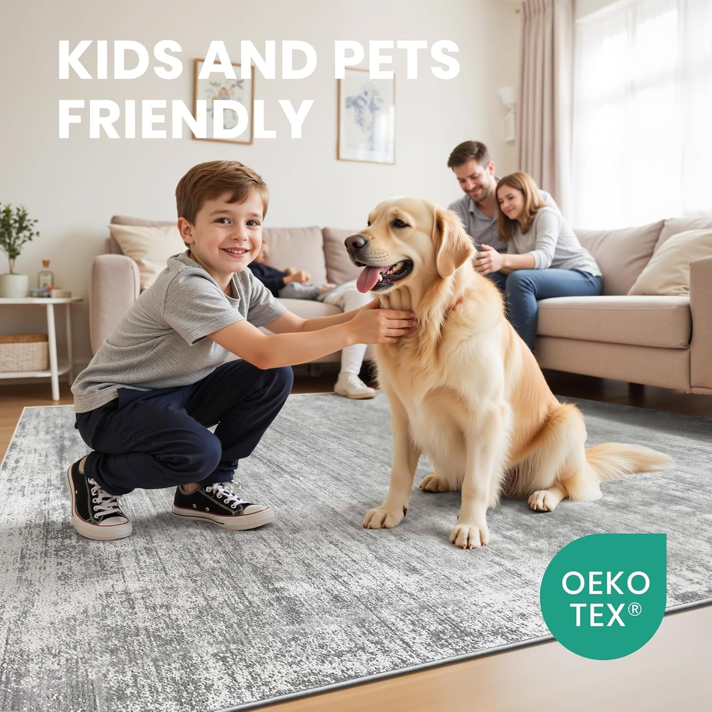 zesthome 8x10 Area Rugs for Living Room, Non-Slip Backing Washable Rug, Modern Abstract Area Rug, Stain Resistant Rugs for Bedroom, Ultra-Thin Large Area Rugs, Area Rug 8x10