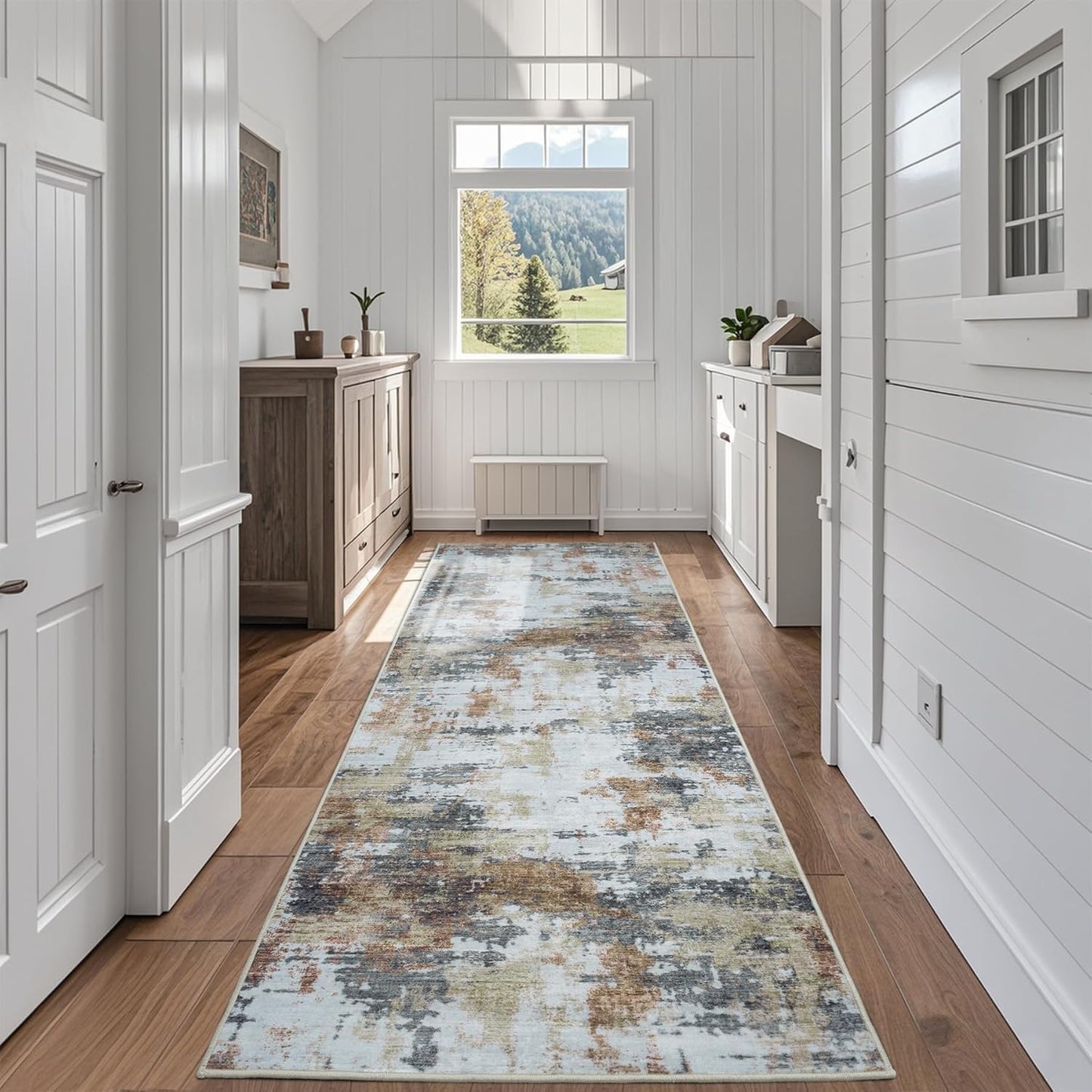 8x10 Area Rugs for Living Room Rug Washable: Abstract Large Rug for Dining Room Bedroom Carpet Non Slip 8 by 10 Indoor Modern Nursery Home Office Blue Grey