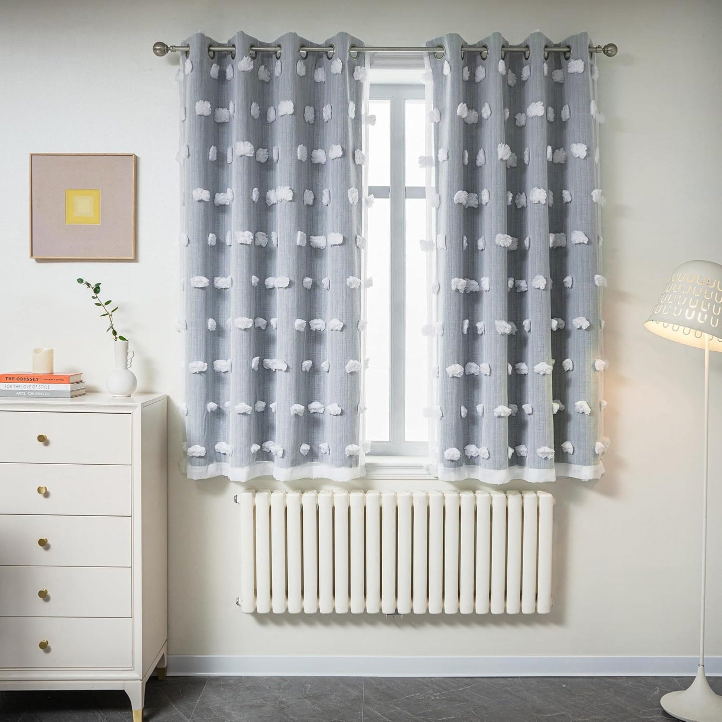 MYSKY HOME Pink Curtains for Girls Bedroom 84 Inches Long Blackout Nursery Curtains Double Layer Pom Pom Sheer Overlay Kids Toddler Room Decor Grommet Privacy Room Darkening Window Drapes 52 x 84 Inch