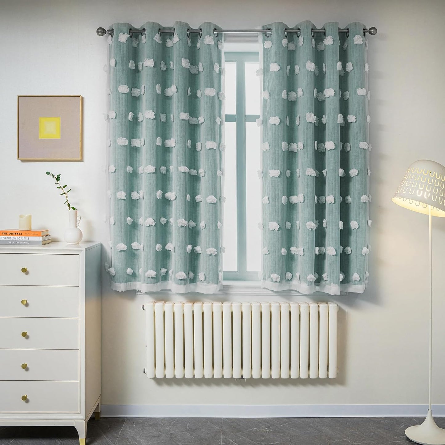 MYSKY HOME Pink Curtains for Girls Bedroom 84 Inches Long Blackout Nursery Curtains Double Layer Pom Pom Sheer Overlay Kids Toddler Room Decor Grommet Privacy Room Darkening Window Drapes 52 x 84 Inch