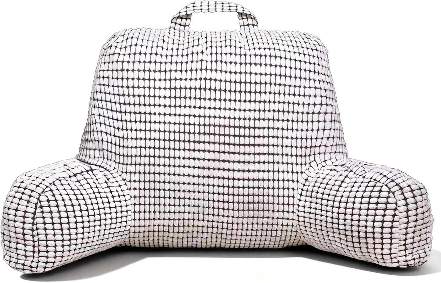 NOONTIDE Reading Pillow with Top Handle,Uniquely Designed Soft Fabric, Ergonomic Back Support for Bed,Cover Washable Sit up Pillow,Watching TV/Gaming/Relaxing(White)