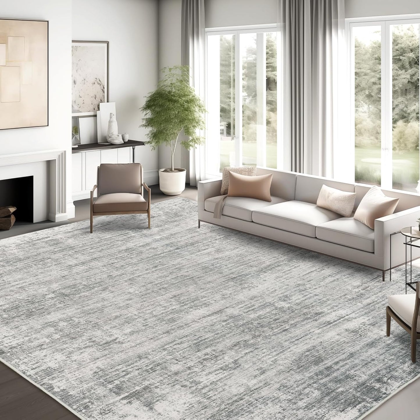 zesthome 8x10 Area Rugs for Living Room, Non-Slip Backing Washable Rug, Modern Abstract Area Rug, Stain Resistant Rugs for Bedroom, Ultra-Thin Large Area Rugs, Area Rug 8x10