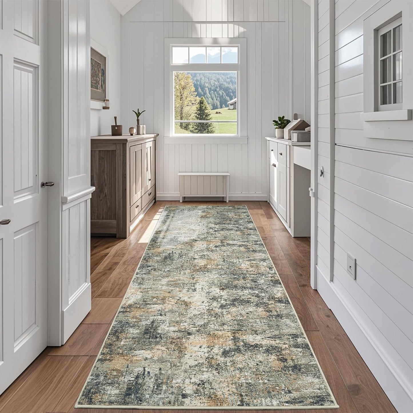 8x10 Area Rugs for Living Room Rug Washable: Abstract Large Rug for Dining Room Bedroom Carpet Non Slip 8 by 10 Indoor Modern Nursery Home Office Blue Grey