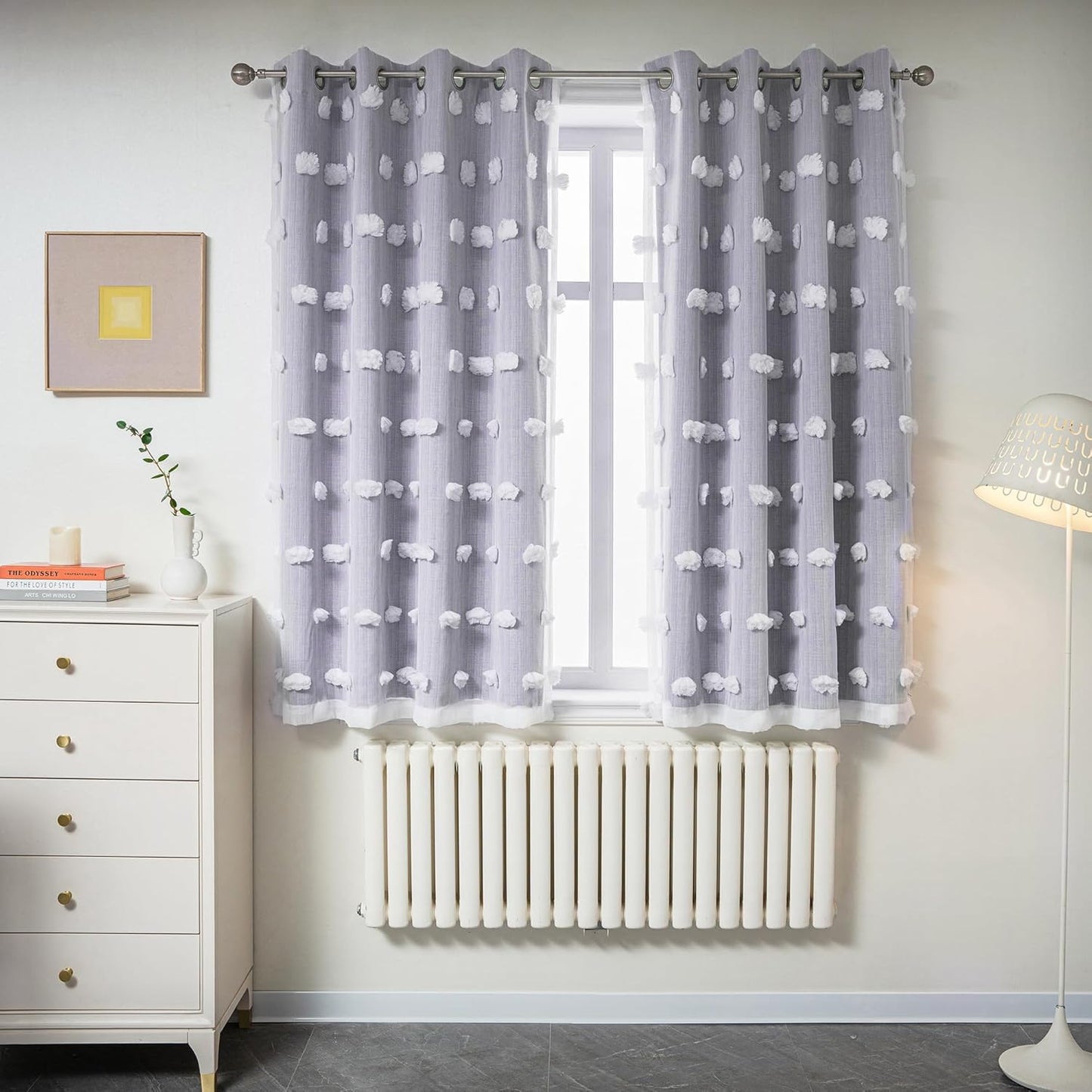 MYSKY HOME Pink Curtains for Girls Bedroom 84 Inches Long Blackout Nursery Curtains Double Layer Pom Pom Sheer Overlay Kids Toddler Room Decor Grommet Privacy Room Darkening Window Drapes 52 x 84 Inch