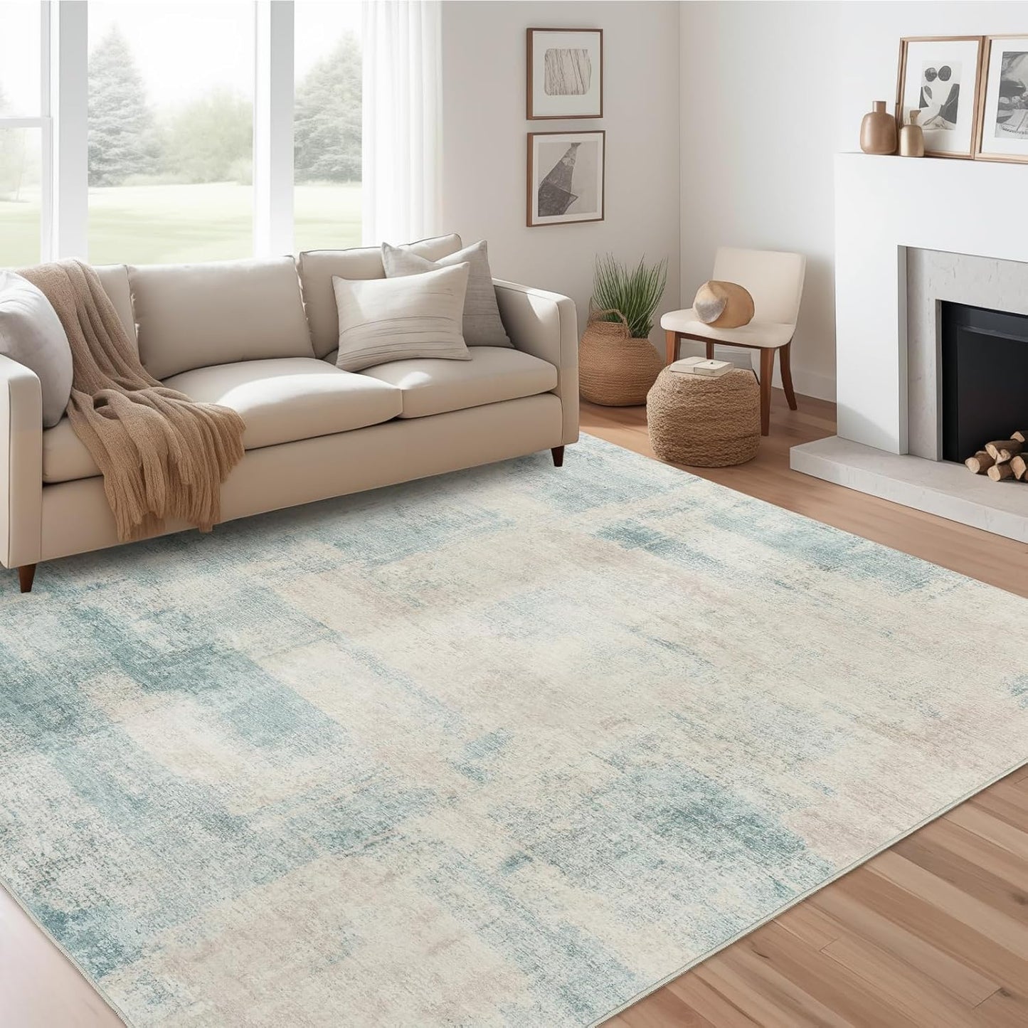 zesthome 8x10 Area Rugs for Living Room, Non-Slip Backing Washable Rug, Modern Abstract Area Rug, Stain Resistant Rugs for Bedroom, Ultra-Thin Large Area Rugs, Area Rug 8x10