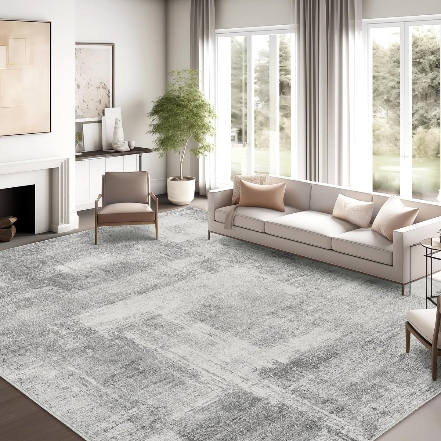 zesthome 8x10 Area Rugs for Living Room, Non-Slip Backing Washable Rug, Modern Abstract Area Rug, Stain Resistant Rugs for Bedroom, Ultra-Thin Large Area Rugs, Area Rug 8x10