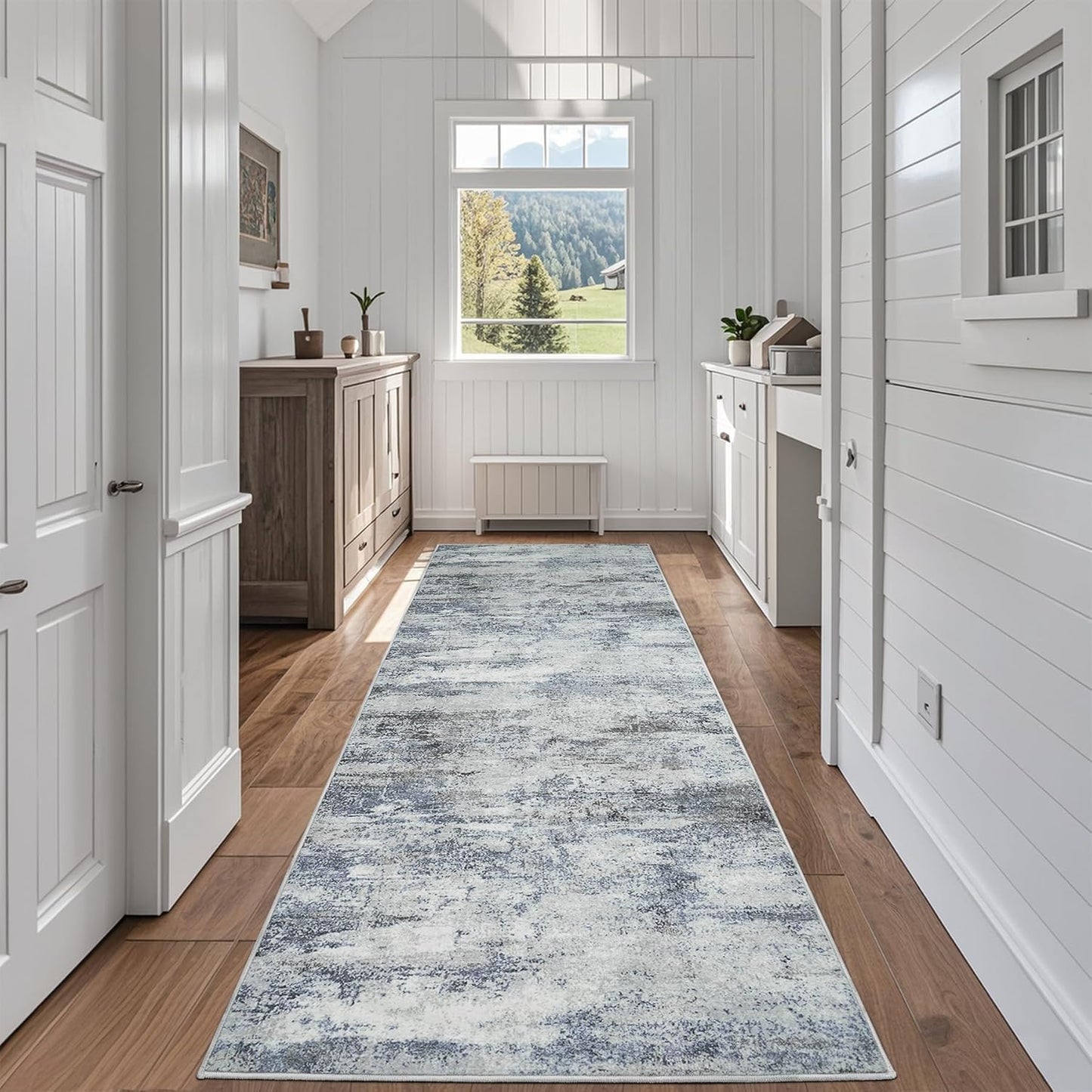 8x10 Area Rugs for Living Room Rug Washable: Abstract Large Rug for Dining Room Bedroom Carpet Non Slip 8 by 10 Indoor Modern Nursery Home Office Blue Grey