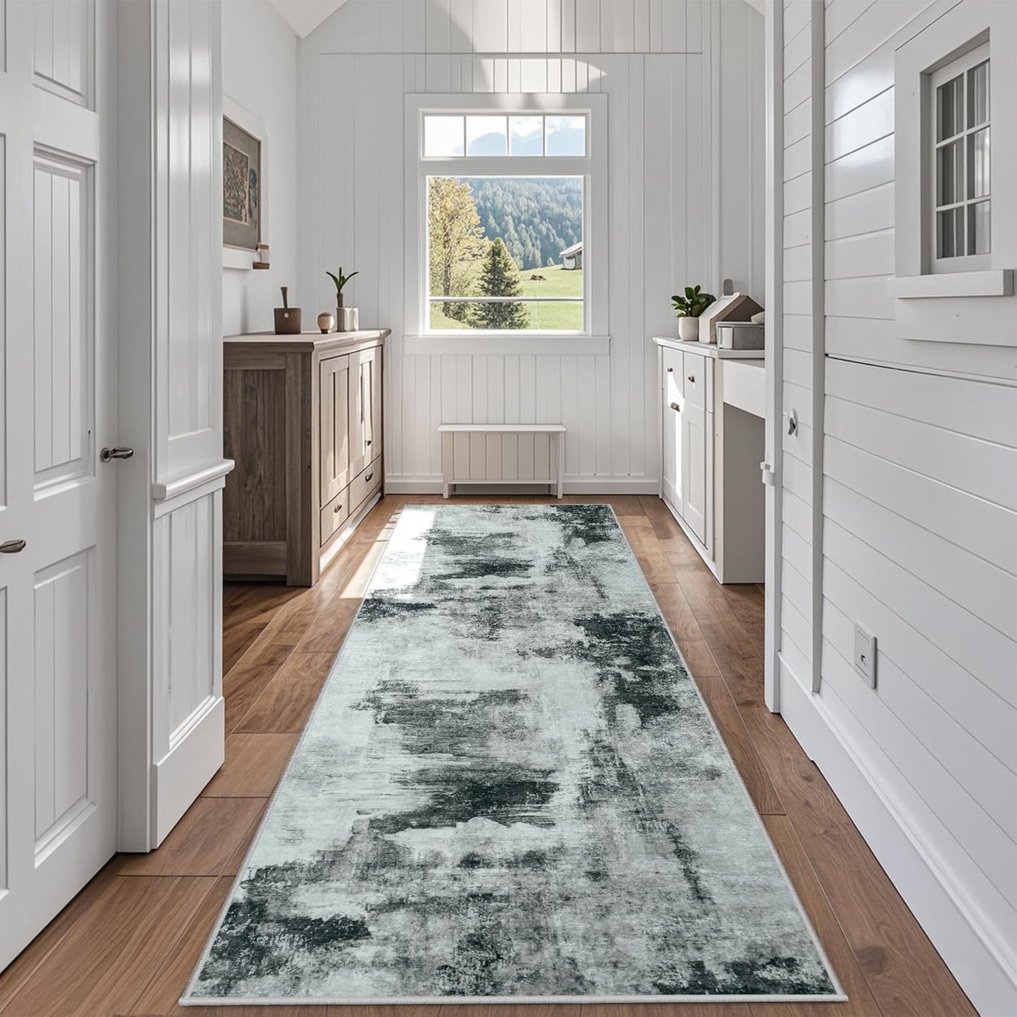 8x10 Area Rugs for Living Room Rug Washable: Abstract Large Rug for Dining Room Bedroom Carpet Non Slip 8 by 10 Indoor Modern Nursery Home Office Blue Grey