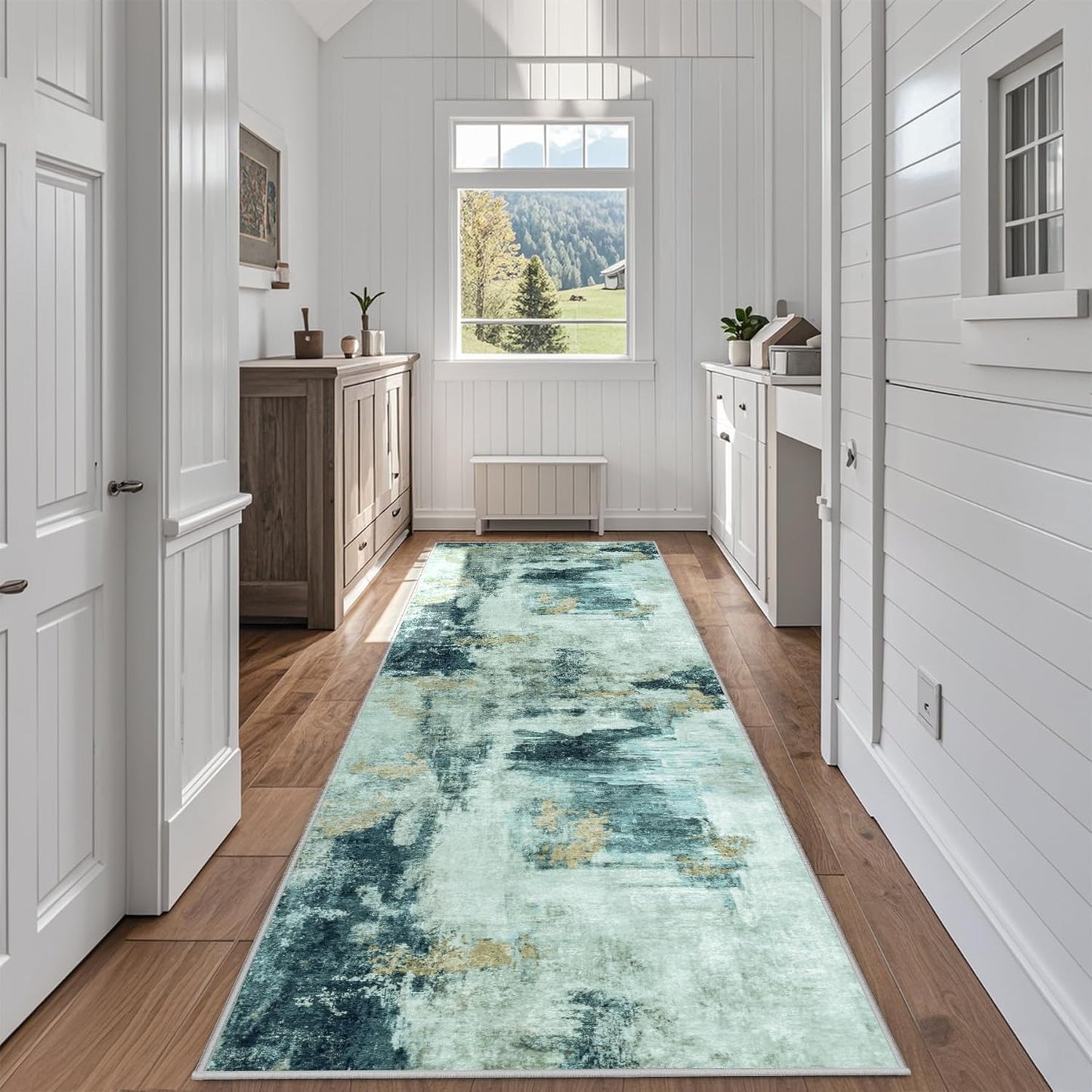 8x10 Area Rugs for Living Room Rug Washable: Abstract Large Rug for Dining Room Bedroom Carpet Non Slip 8 by 10 Indoor Modern Nursery Home Office Blue Grey