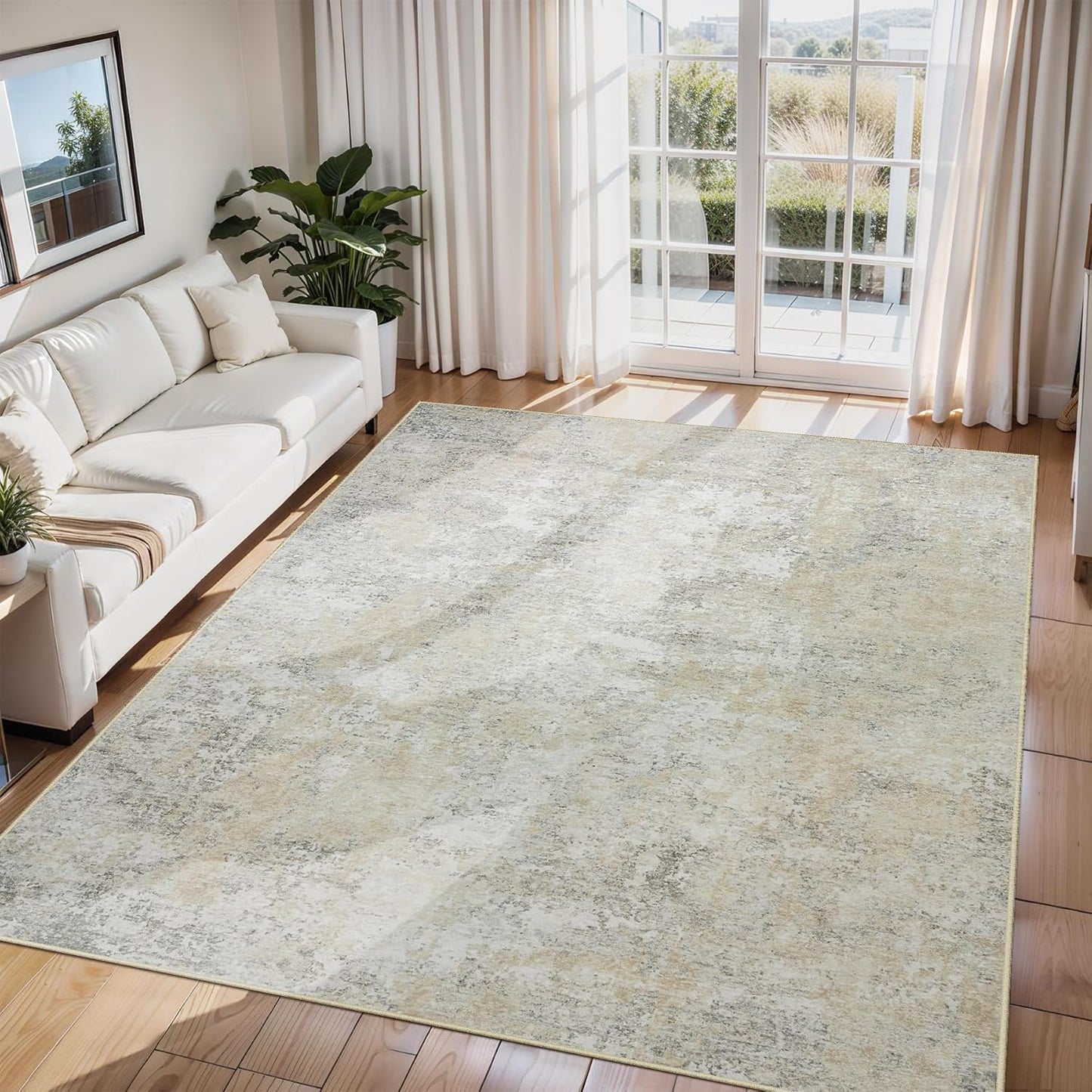 8x10 Area Rugs for Living Room Rug Washable: Abstract Large Rug for Dining Room Bedroom Carpet Non Slip 8 by 10 Indoor Modern Nursery Home Office Blue Grey