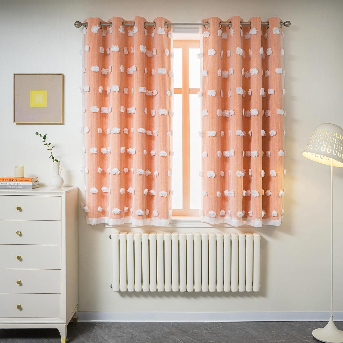 MYSKY HOME Pink Curtains for Girls Bedroom 84 Inches Long Blackout Nursery Curtains Double Layer Pom Pom Sheer Overlay Kids Toddler Room Decor Grommet Privacy Room Darkening Window Drapes 52 x 84 Inch
