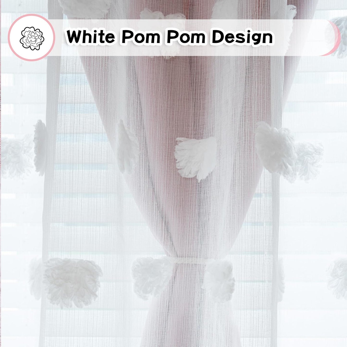 MYSKY HOME Pink Curtains for Girls Bedroom 84 Inches Long Blackout Nursery Curtains Double Layer Pom Pom Sheer Overlay Kids Toddler Room Decor Grommet Privacy Room Darkening Window Drapes 52 x 84 Inch