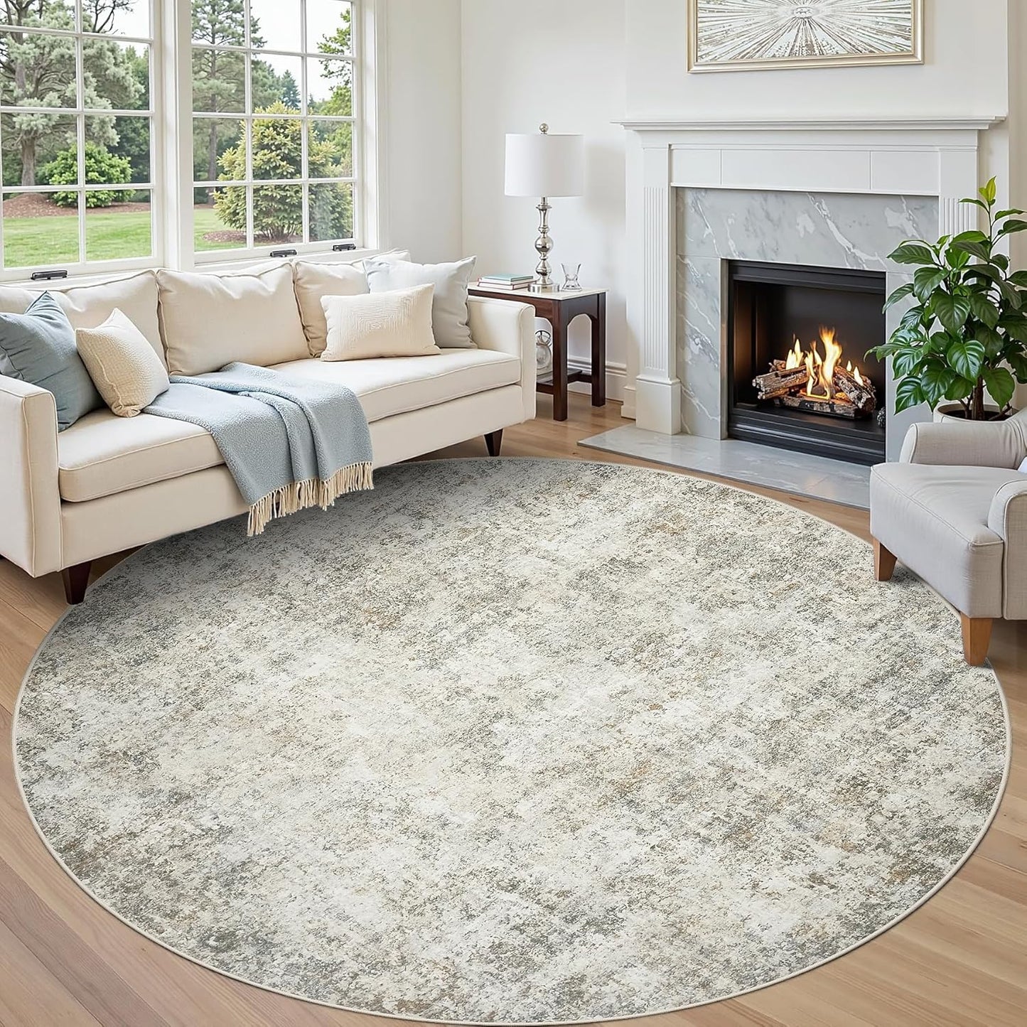 8x10 Area Rugs for Living Room Rug Washable: Abstract Large Rug for Dining Room Bedroom Carpet Non Slip 8 by 10 Indoor Modern Nursery Home Office Blue Grey