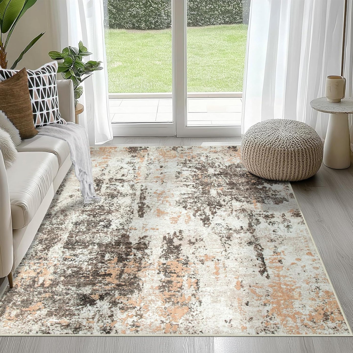 8x10 Area Rugs for Living Room Rug Washable: Abstract Large Rug for Dining Room Bedroom Carpet Non Slip 8 by 10 Indoor Modern Nursery Home Office Blue Grey