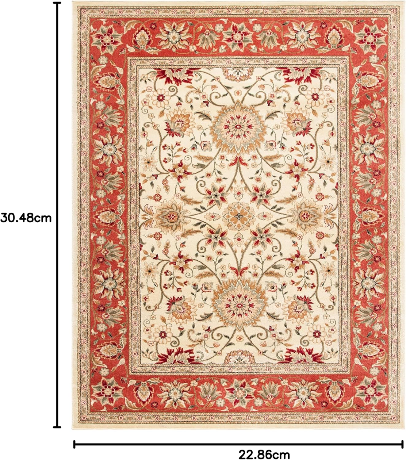 SAFAVIEH Lyndhurst Collection Area Rug - 9' x 12', Ivory & Rust, Traditional Oriental Design, Non-Shedding & Easy Care, Ideal for High Traffic Areas in Living Room, Bedroom (LNH212R)