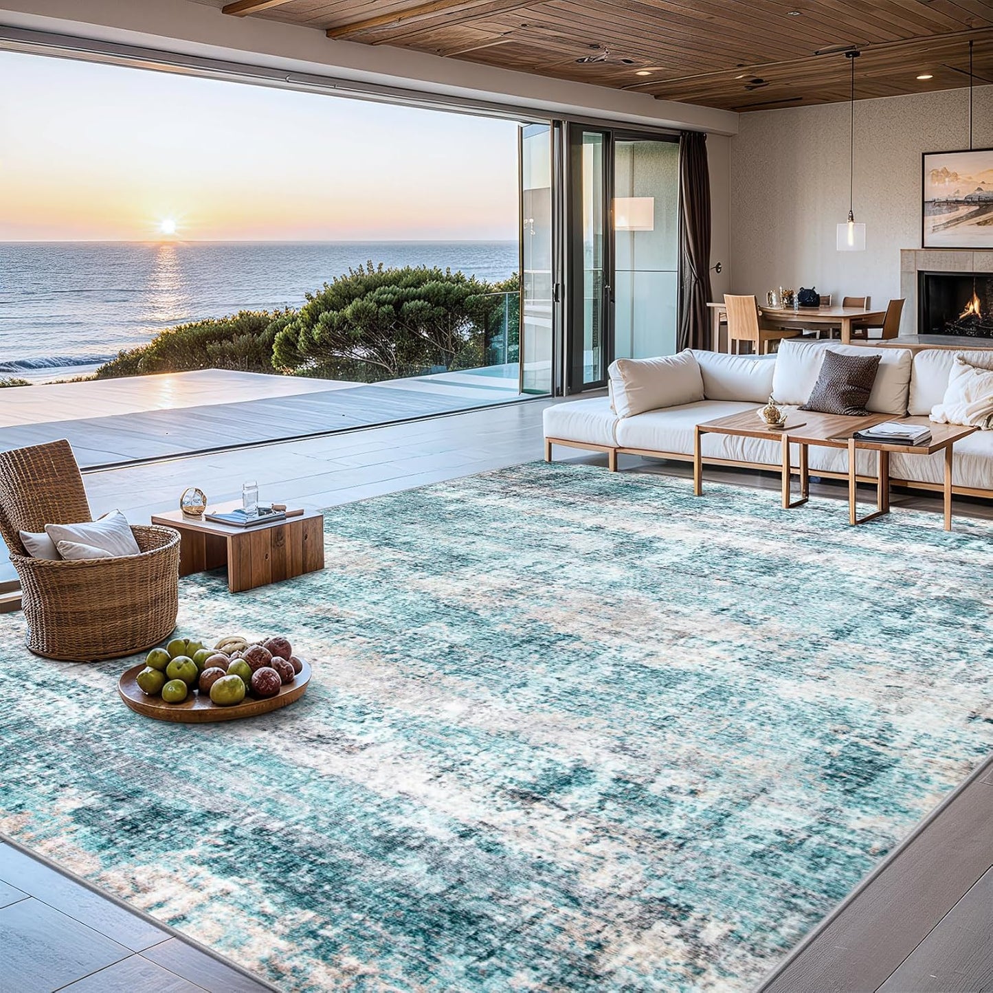 8x10 Area Rugs for Living Room - Washable Rug Modern Abstract Soft Large Neutral Non-Slip Carpet Indoor Floor Stain Resistant Thin Carpets for Bedroom Dining Room Farmhouse Nursery Home Office Grey