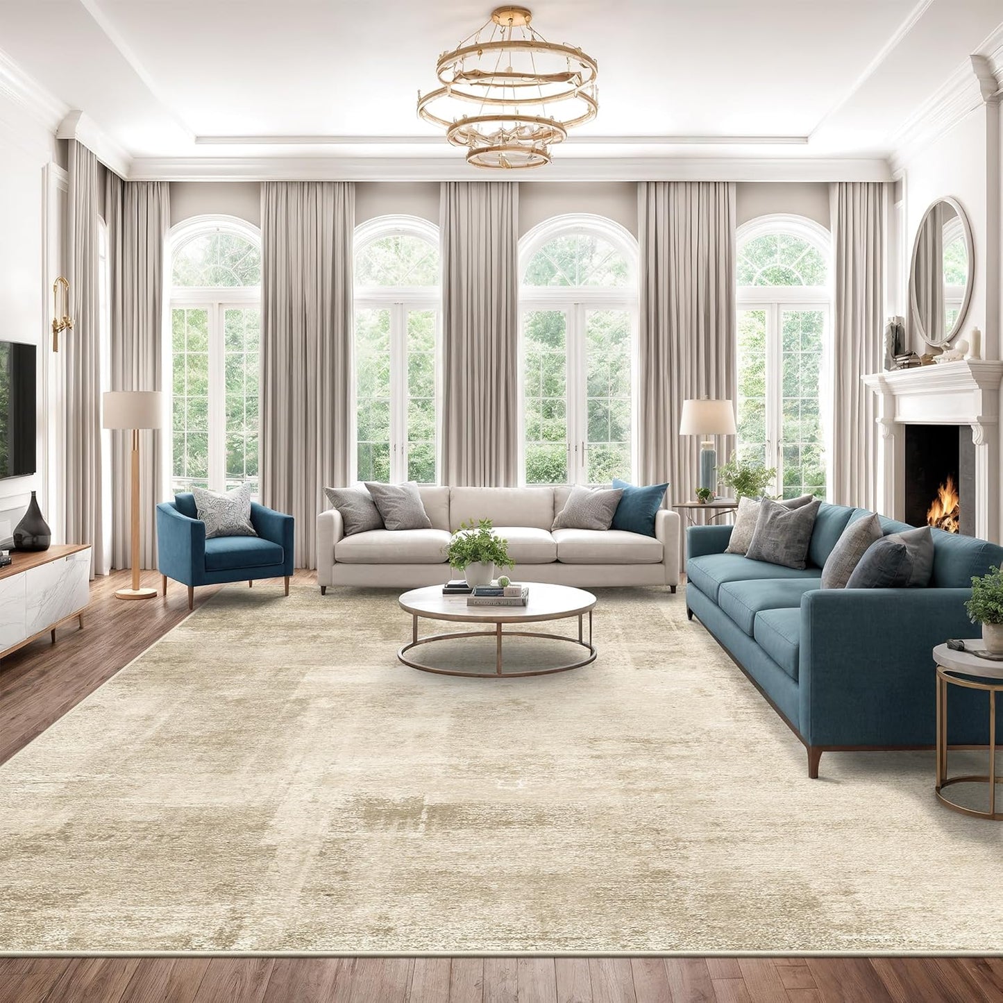 zesthome 8x10 Area Rugs for Living Room, Non-Slip Backing Washable Rug, Modern Abstract Area Rug, Stain Resistant Rugs for Bedroom, Ultra-Thin Large Area Rugs, Area Rug 8x10