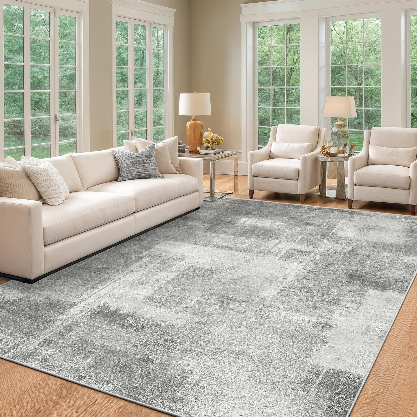 zesthome 8x10 Area Rugs for Living Room, Non-Slip Backing Washable Rug, Modern Abstract Area Rug, Stain Resistant Rugs for Bedroom, Ultra-Thin Large Area Rugs, Area Rug 8x10