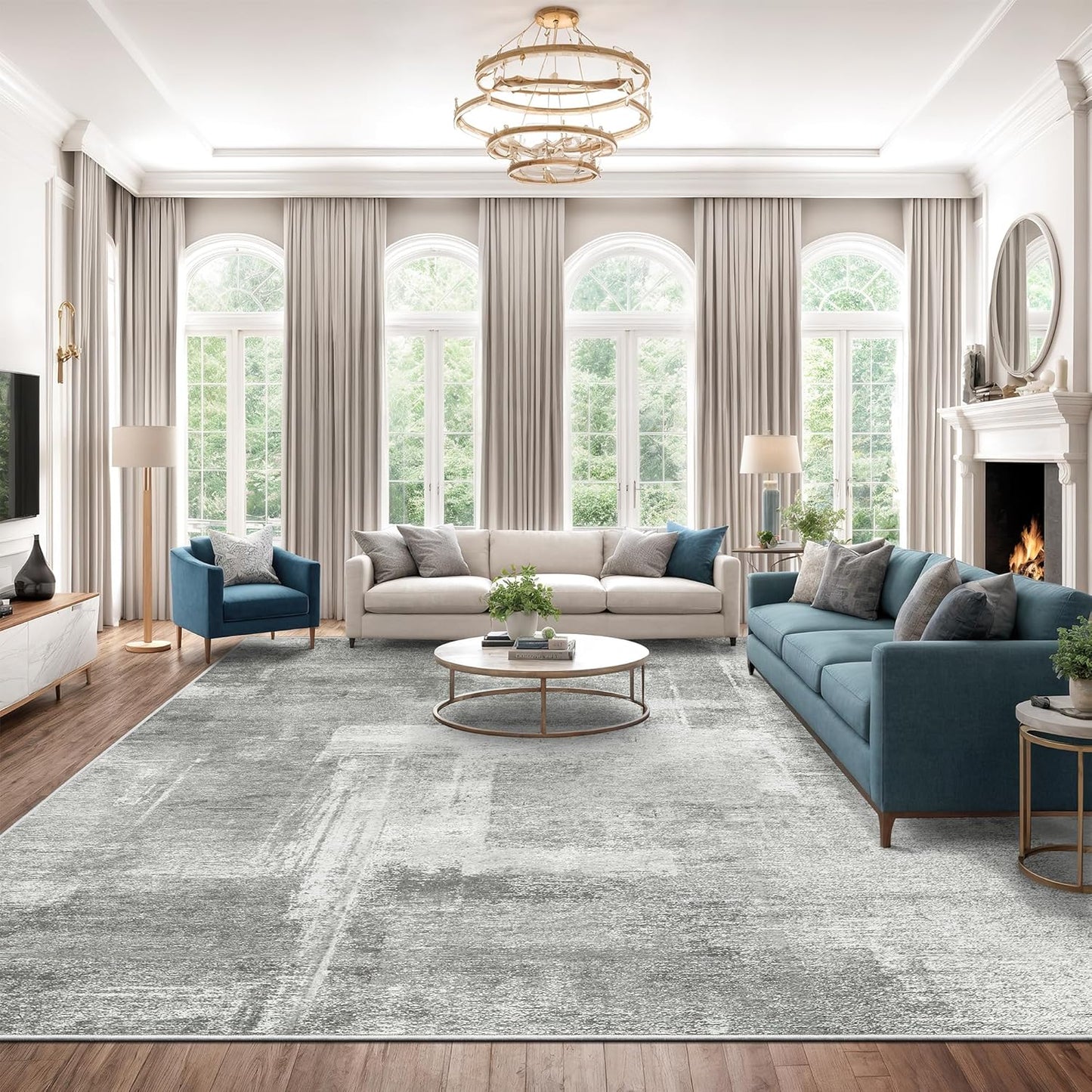 zesthome 8x10 Area Rugs for Living Room, Non-Slip Backing Washable Rug, Modern Abstract Area Rug, Stain Resistant Rugs for Bedroom, Ultra-Thin Large Area Rugs, Area Rug 8x10