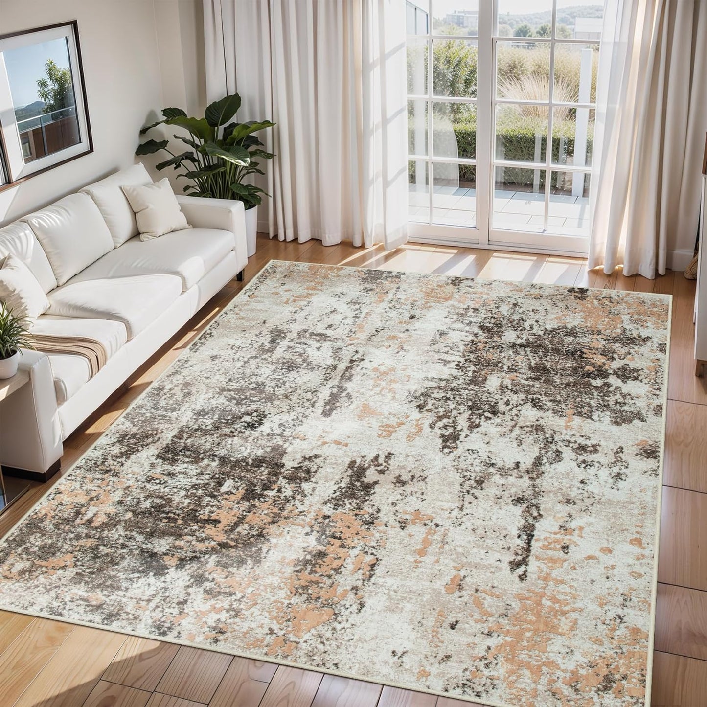 8x10 Area Rugs for Living Room Rug Washable: Abstract Large Rug for Dining Room Bedroom Carpet Non Slip 8 by 10 Indoor Modern Nursery Home Office Blue Grey