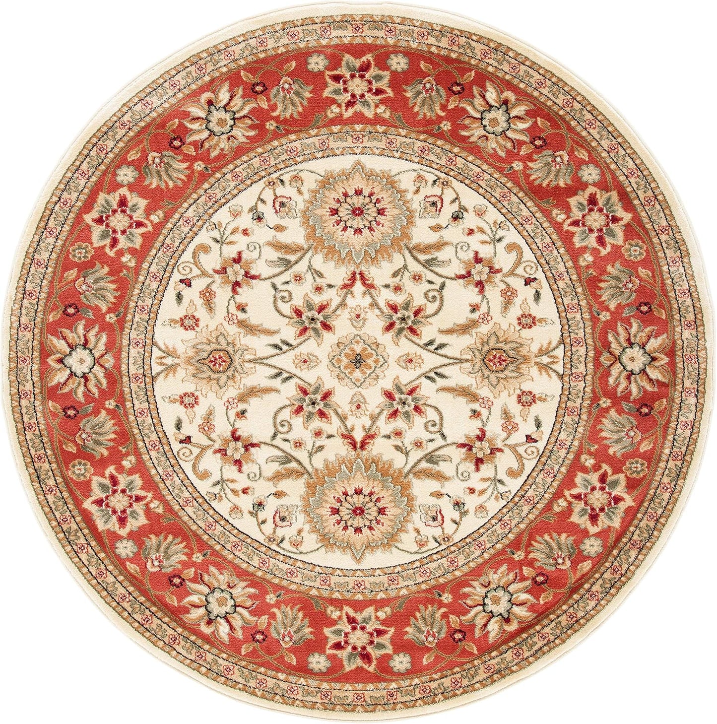 SAFAVIEH Lyndhurst Collection Area Rug - 9' x 12', Ivory & Rust, Traditional Oriental Design, Non-Shedding & Easy Care, Ideal for High Traffic Areas in Living Room, Bedroom (LNH212R)