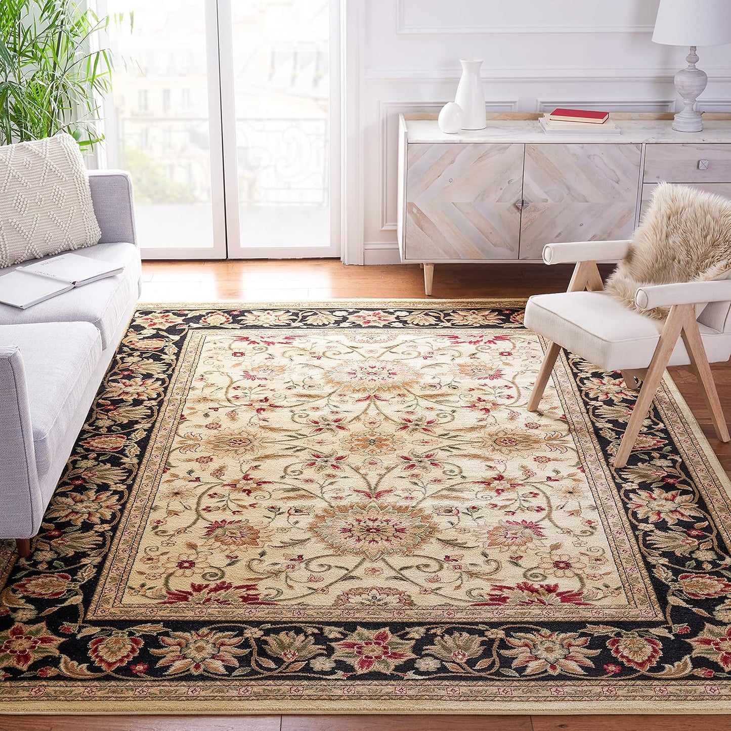 SAFAVIEH Lyndhurst Collection Area Rug - 9' x 12', Ivory & Rust, Traditional Oriental Design, Non-Shedding & Easy Care, Ideal for High Traffic Areas in Living Room, Bedroom (LNH212R)
