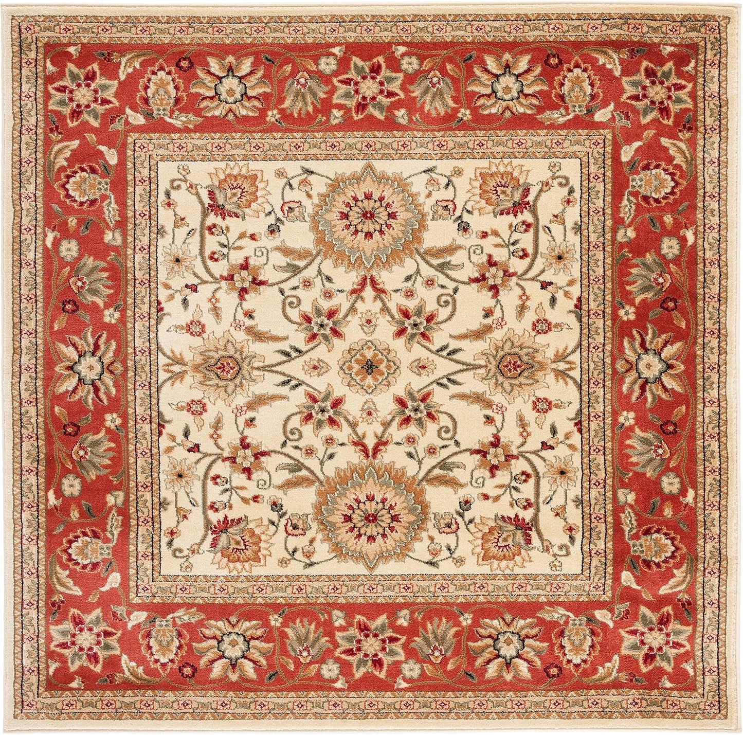SAFAVIEH Lyndhurst Collection Area Rug - 9' x 12', Ivory & Rust, Traditional Oriental Design, Non-Shedding & Easy Care, Ideal for High Traffic Areas in Living Room, Bedroom (LNH212R)