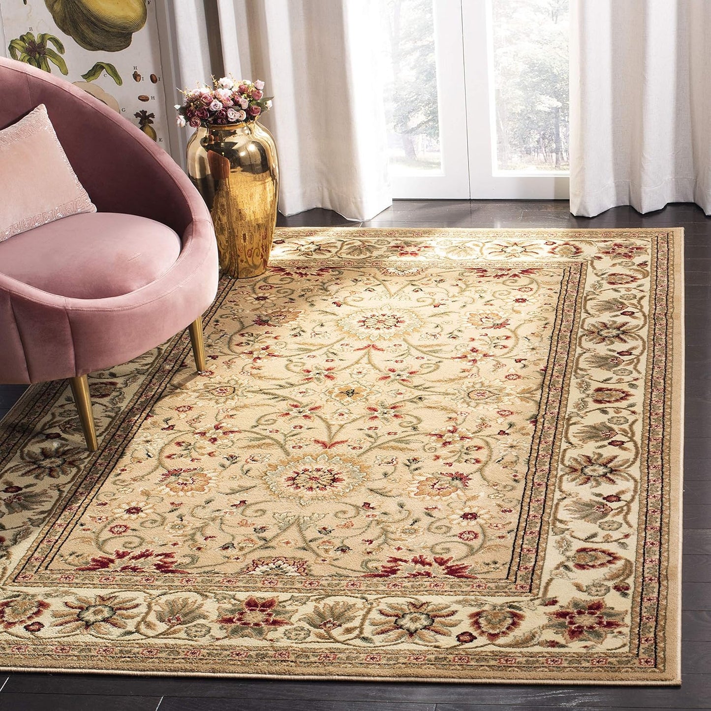 SAFAVIEH Lyndhurst Collection Area Rug - 9' x 12', Ivory & Rust, Traditional Oriental Design, Non-Shedding & Easy Care, Ideal for High Traffic Areas in Living Room, Bedroom (LNH212R)