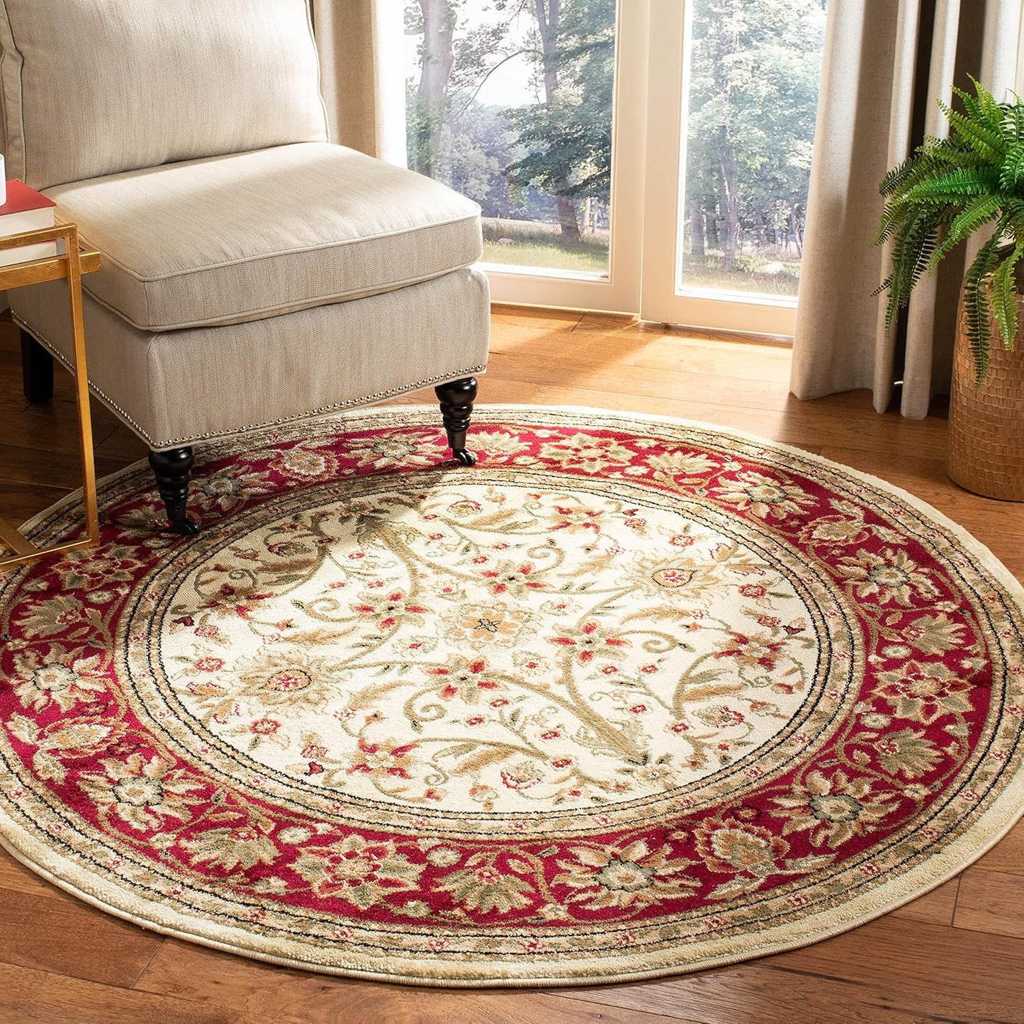 SAFAVIEH Lyndhurst Collection Area Rug - 9' x 12', Ivory & Rust, Traditional Oriental Design, Non-Shedding & Easy Care, Ideal for High Traffic Areas in Living Room, Bedroom (LNH212R)