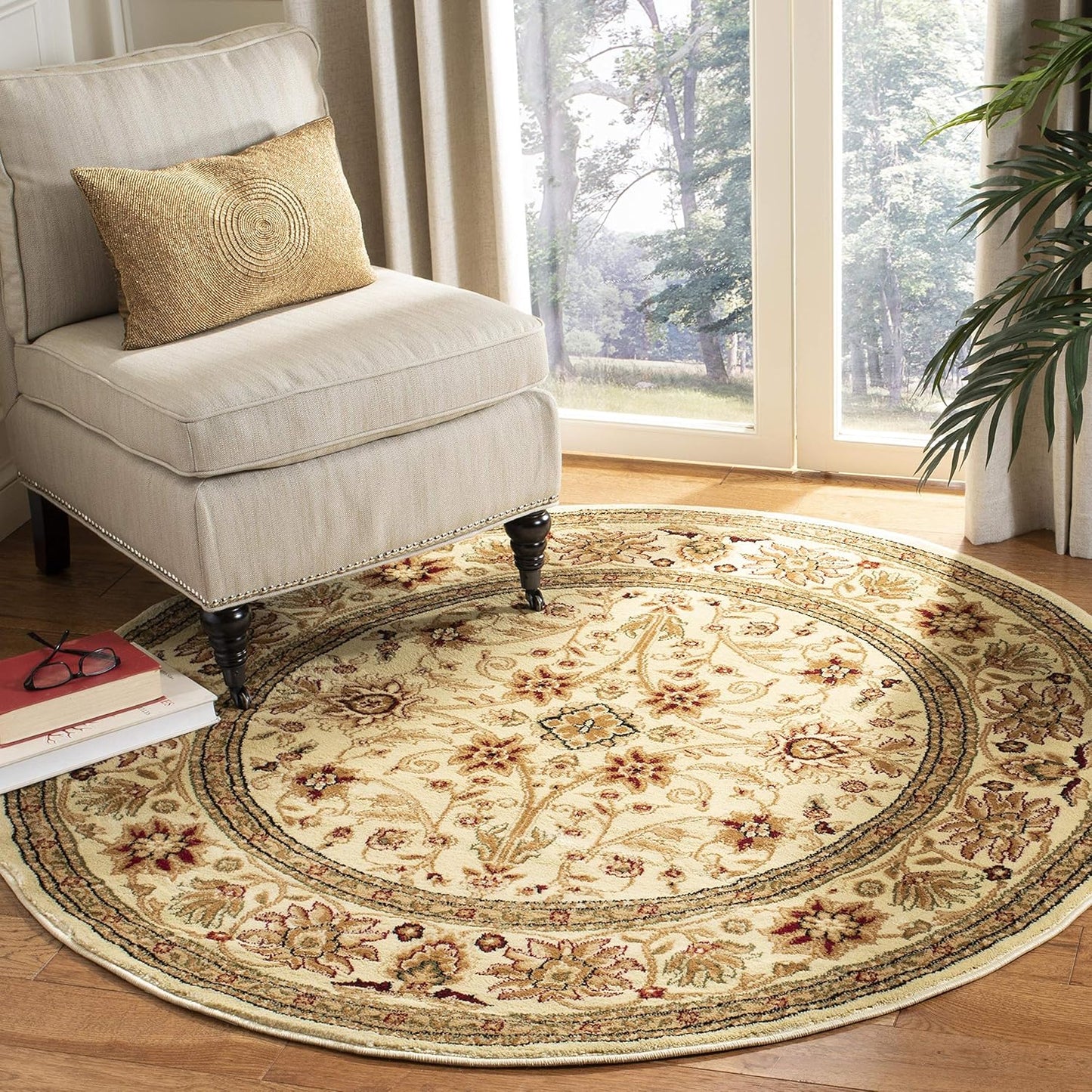 SAFAVIEH Lyndhurst Collection Area Rug - 9' x 12', Ivory & Rust, Traditional Oriental Design, Non-Shedding & Easy Care, Ideal for High Traffic Areas in Living Room, Bedroom (LNH212R)