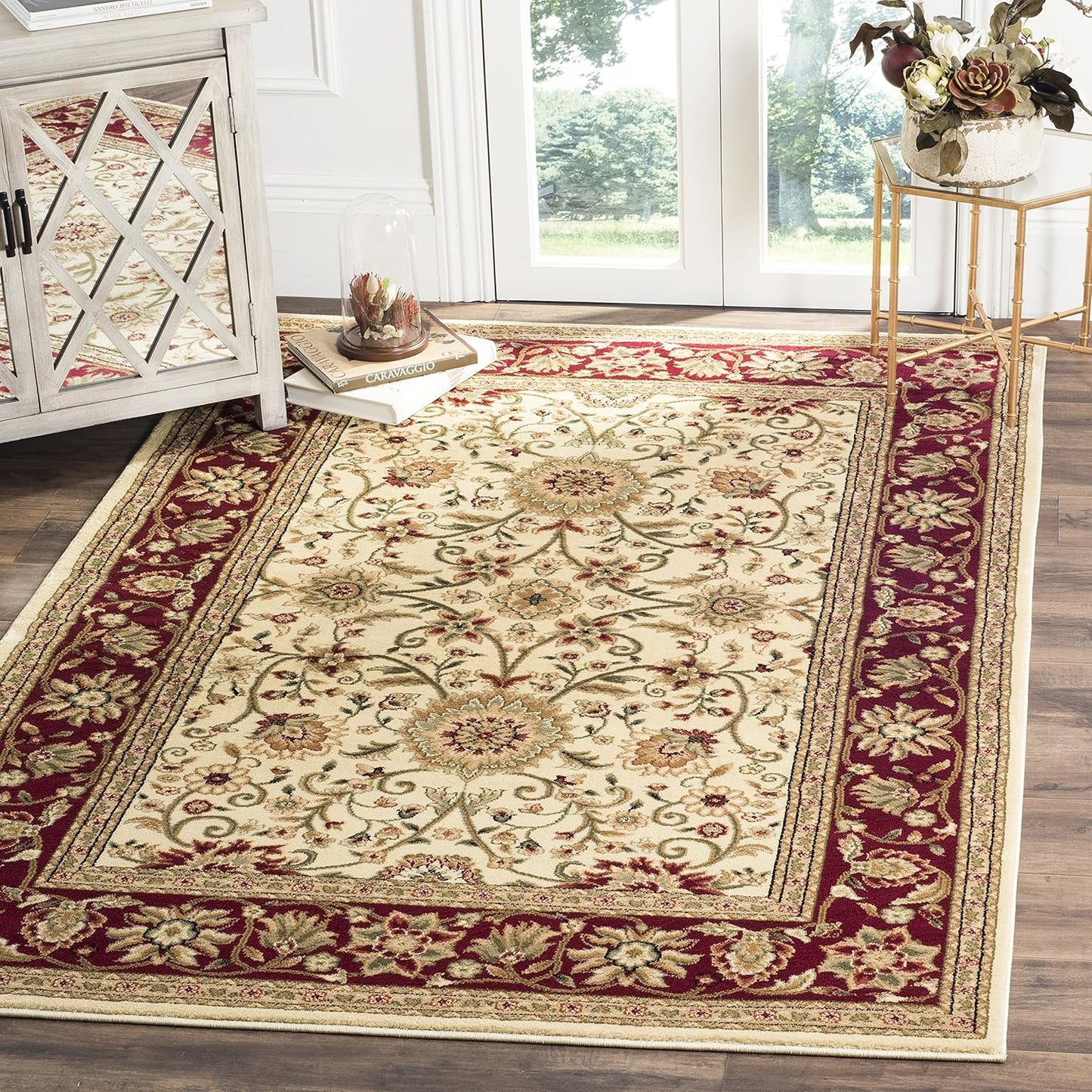 SAFAVIEH Lyndhurst Collection Area Rug - 9' x 12', Ivory & Rust, Traditional Oriental Design, Non-Shedding & Easy Care, Ideal for High Traffic Areas in Living Room, Bedroom (LNH212R)