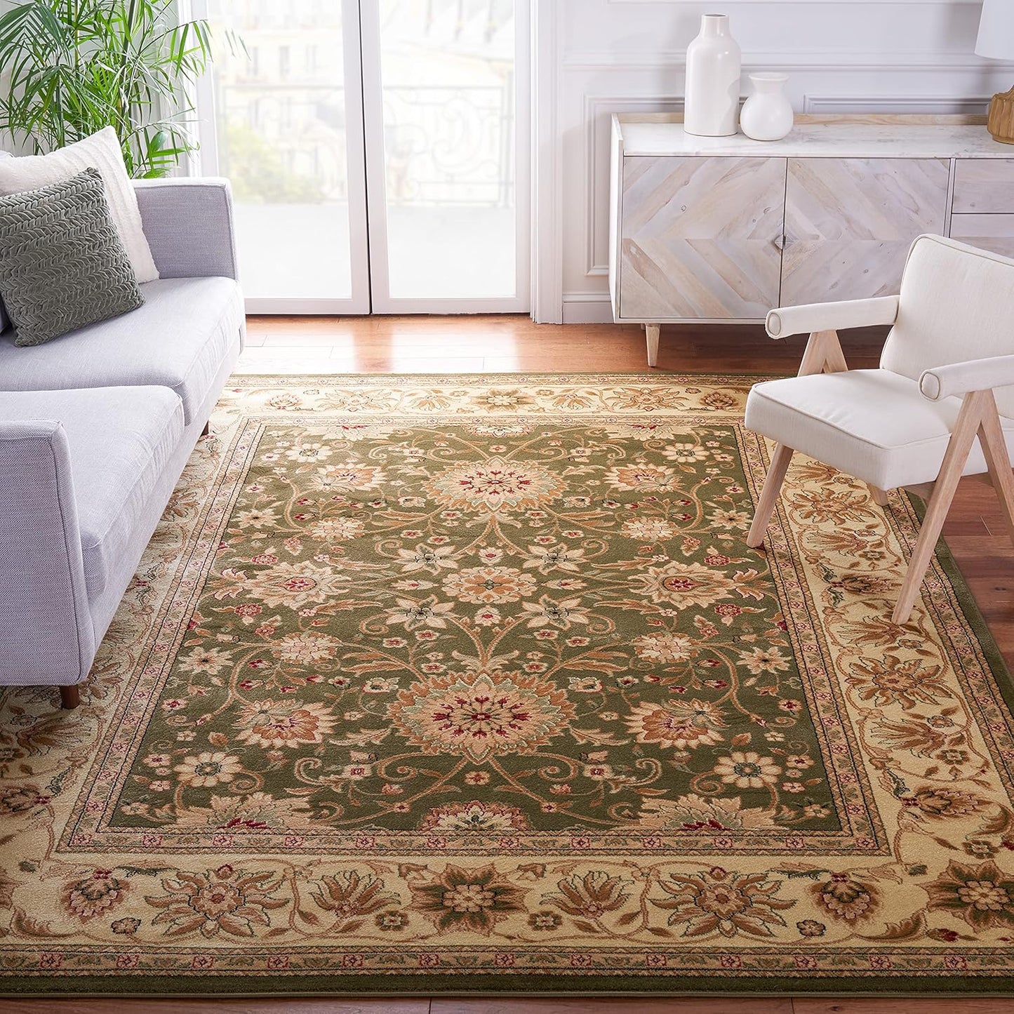 SAFAVIEH Lyndhurst Collection Area Rug - 9' x 12', Ivory & Rust, Traditional Oriental Design, Non-Shedding & Easy Care, Ideal for High Traffic Areas in Living Room, Bedroom (LNH212R)