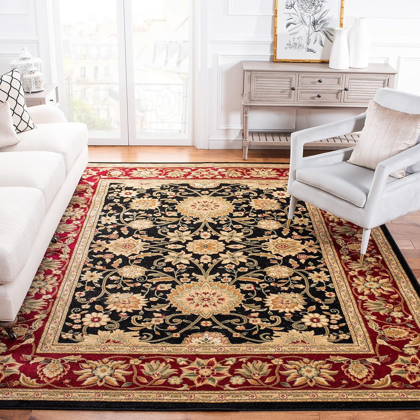 SAFAVIEH Lyndhurst Collection Area Rug - 9' x 12', Ivory & Rust, Traditional Oriental Design, Non-Shedding & Easy Care, Ideal for High Traffic Areas in Living Room, Bedroom (LNH212R)