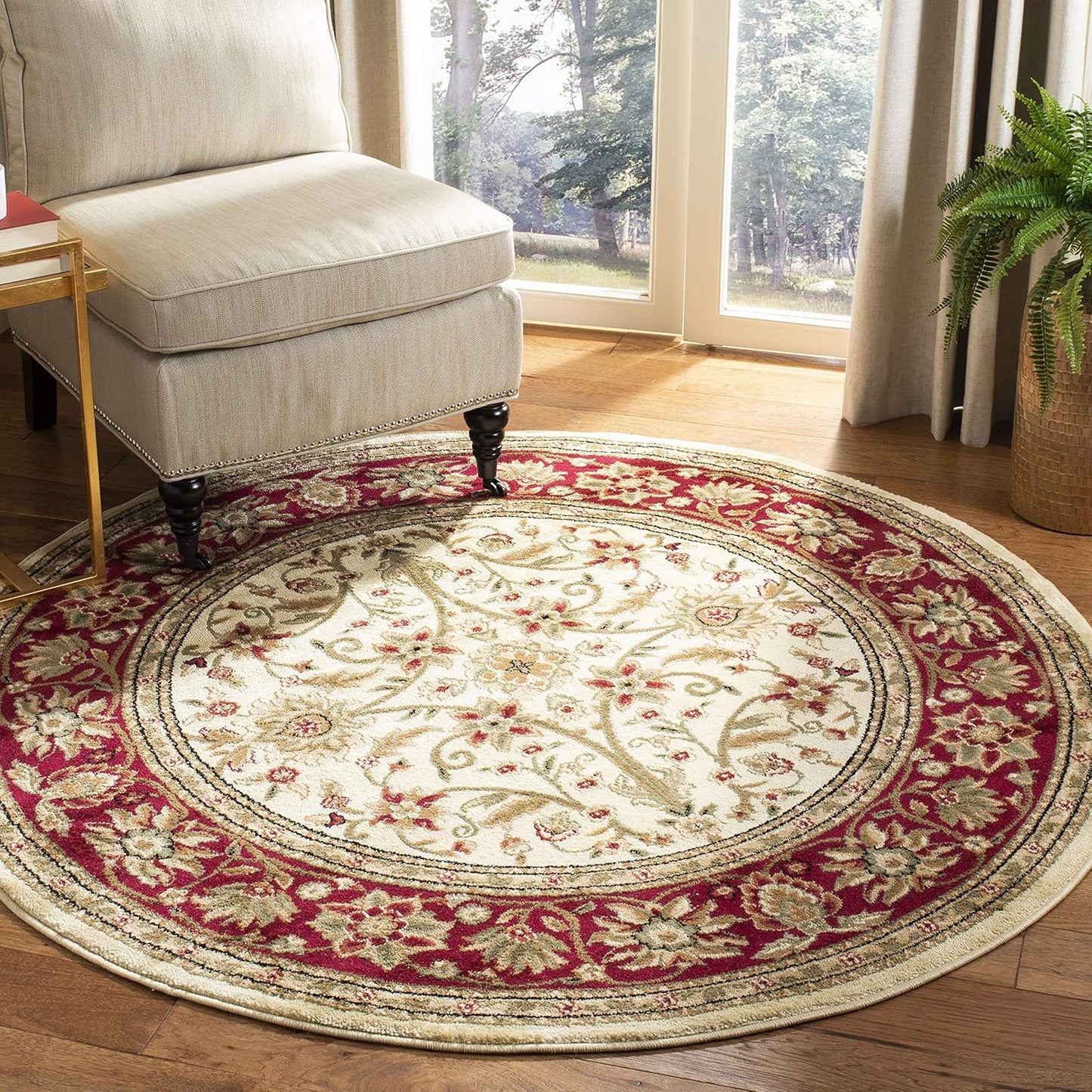 SAFAVIEH Lyndhurst Collection Area Rug - 9' x 12', Ivory & Rust, Traditional Oriental Design, Non-Shedding & Easy Care, Ideal for High Traffic Areas in Living Room, Bedroom (LNH212R)